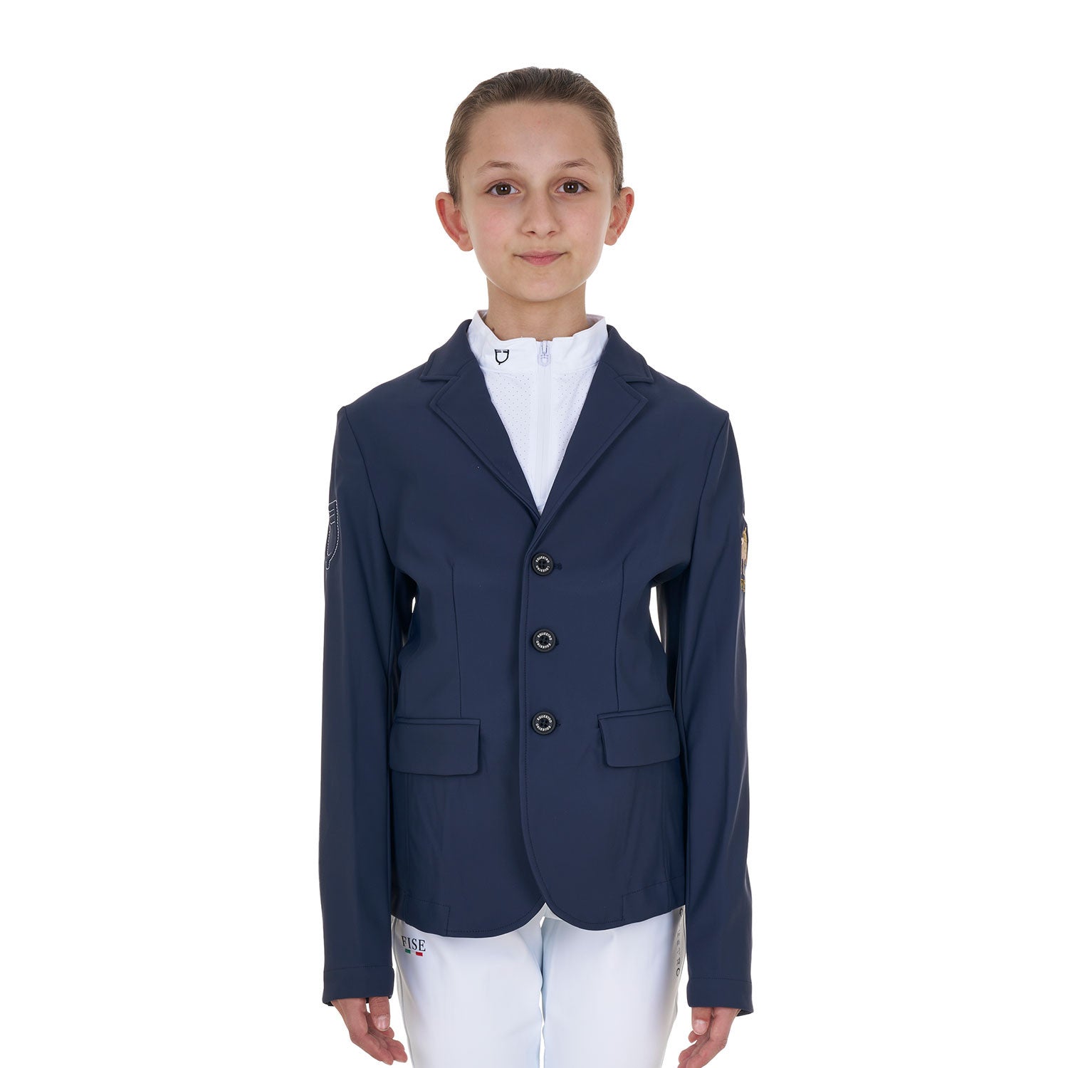 Equestro Kids' unisex three-button competition jacket Equestro X FISE