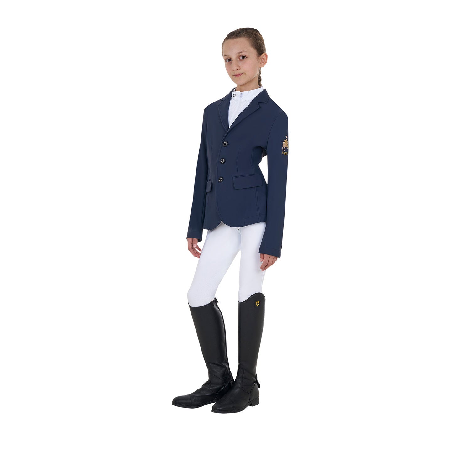 Kids' unisex three-button competition jacket Equestro X FISE