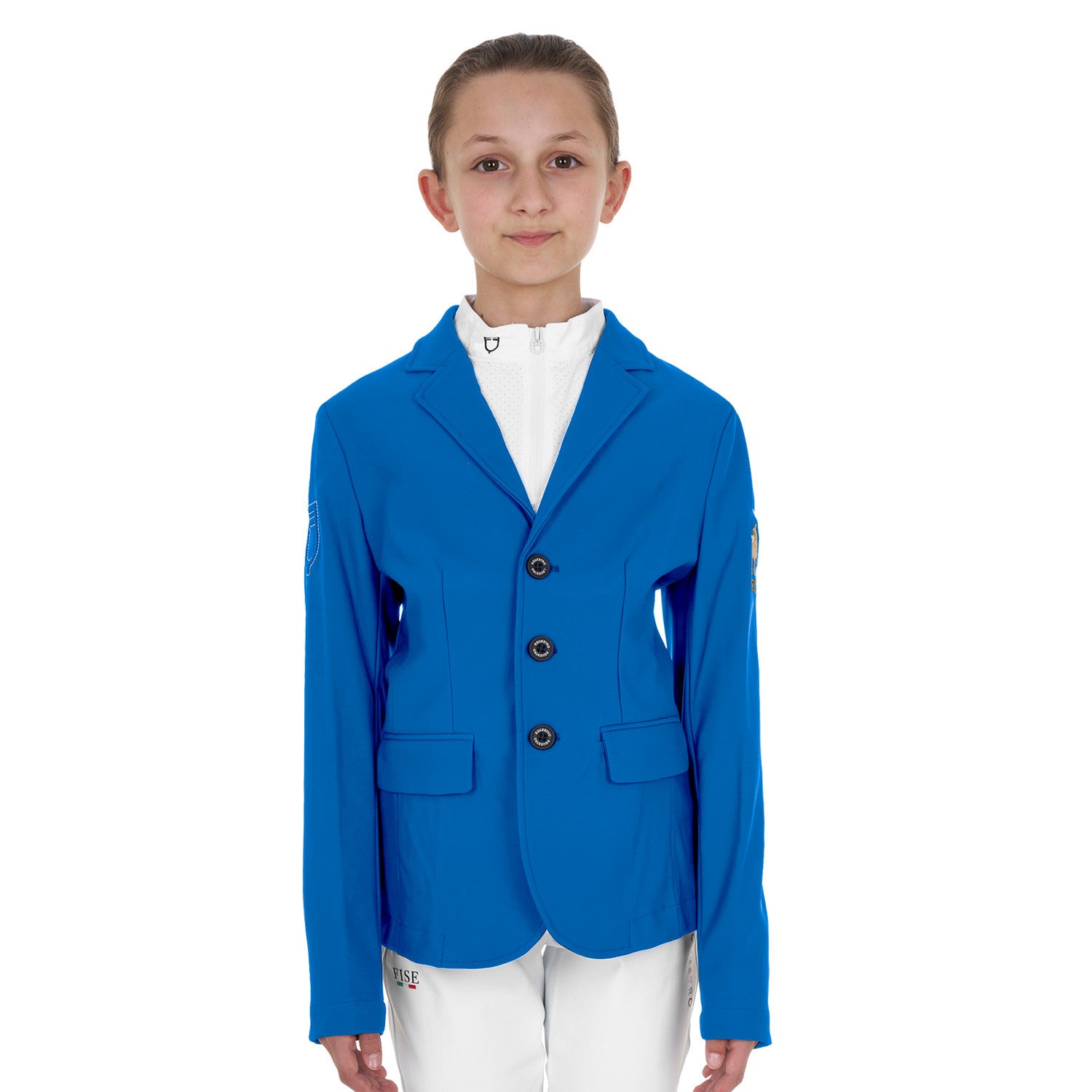 Kids' unisex three-button competition jacket Equestro X FISE