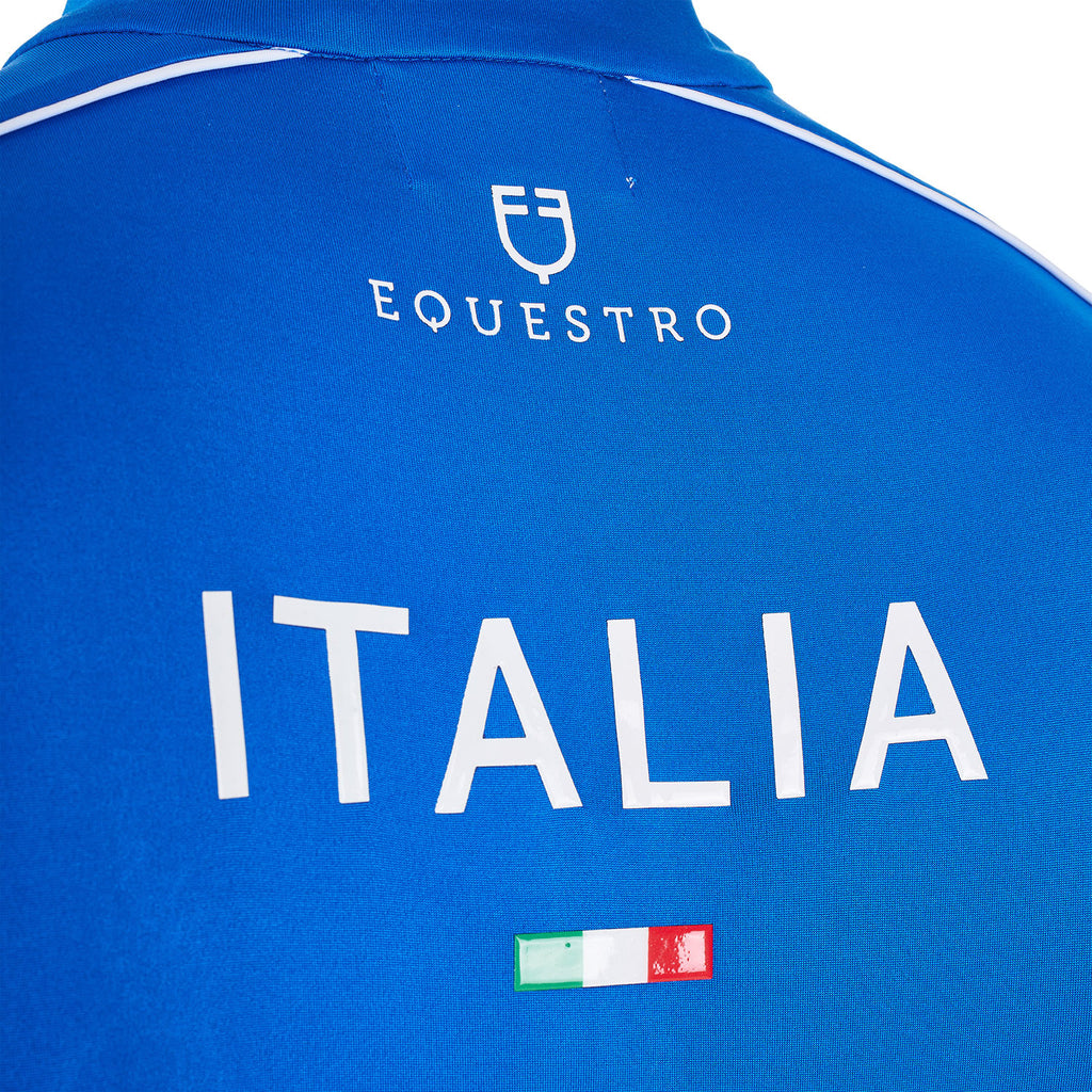 Men's training polo shirt with Italian flag zip Equestro X FISE