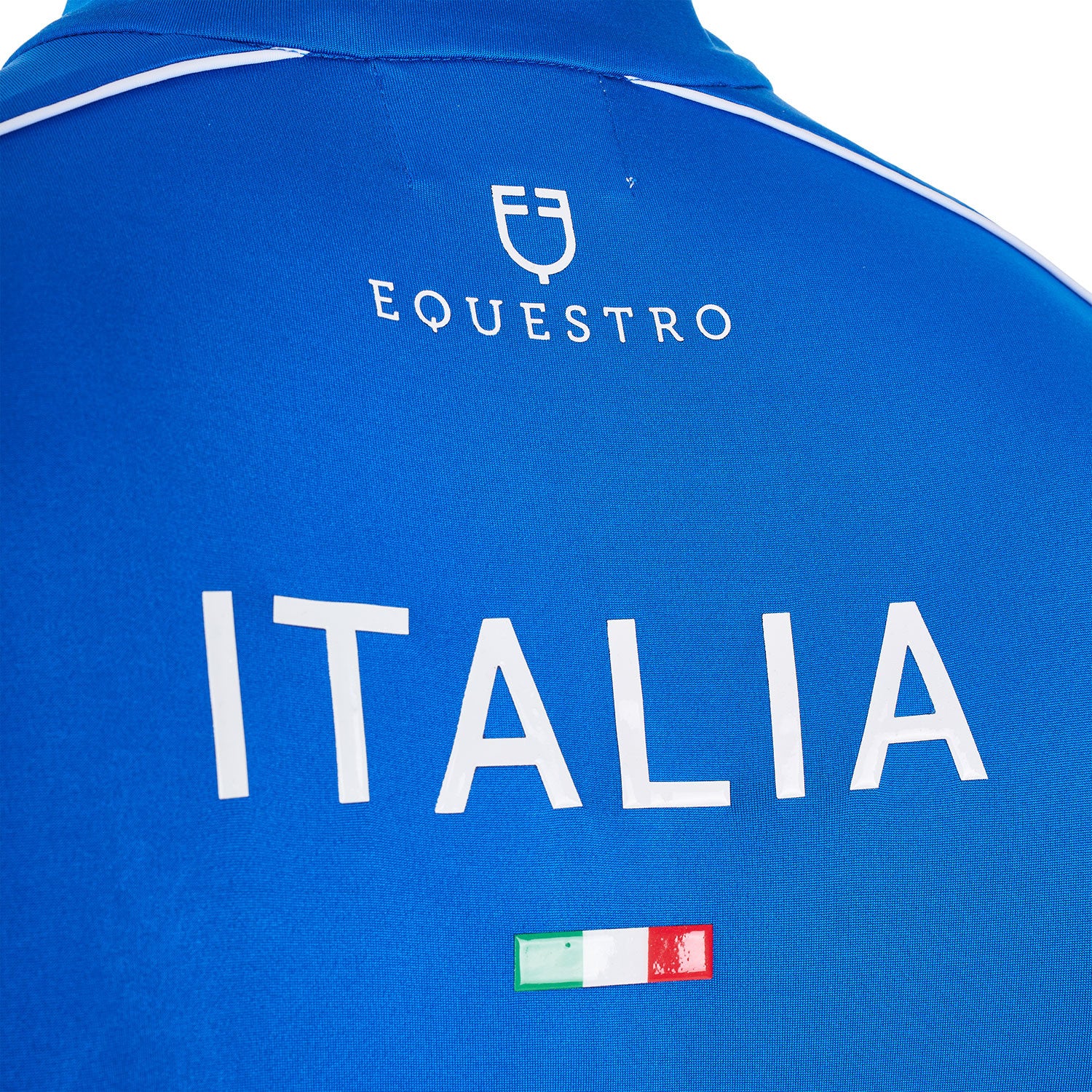 Men's training polo shirt with Italian flag zip Equestro X FISE
