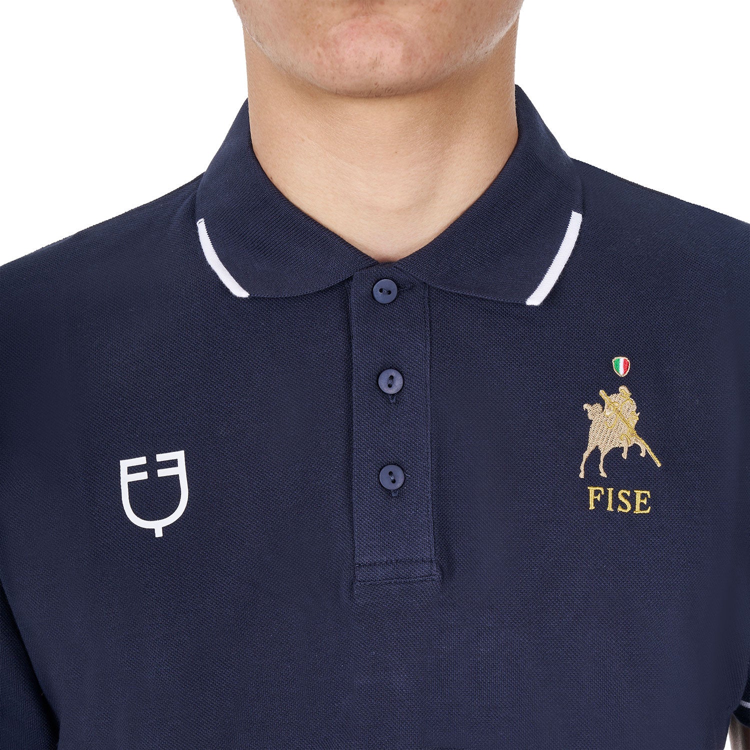 Men's three-button training polo shirt Equestro X FISE