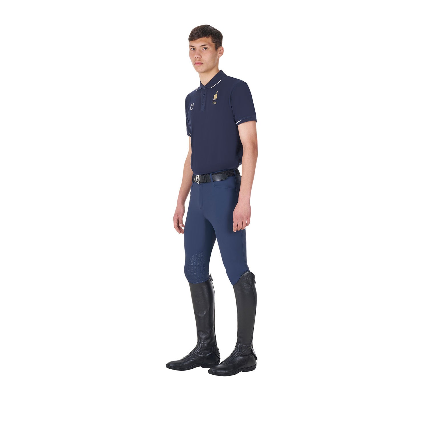 Men's three-button training polo shirt Equestro X FISE