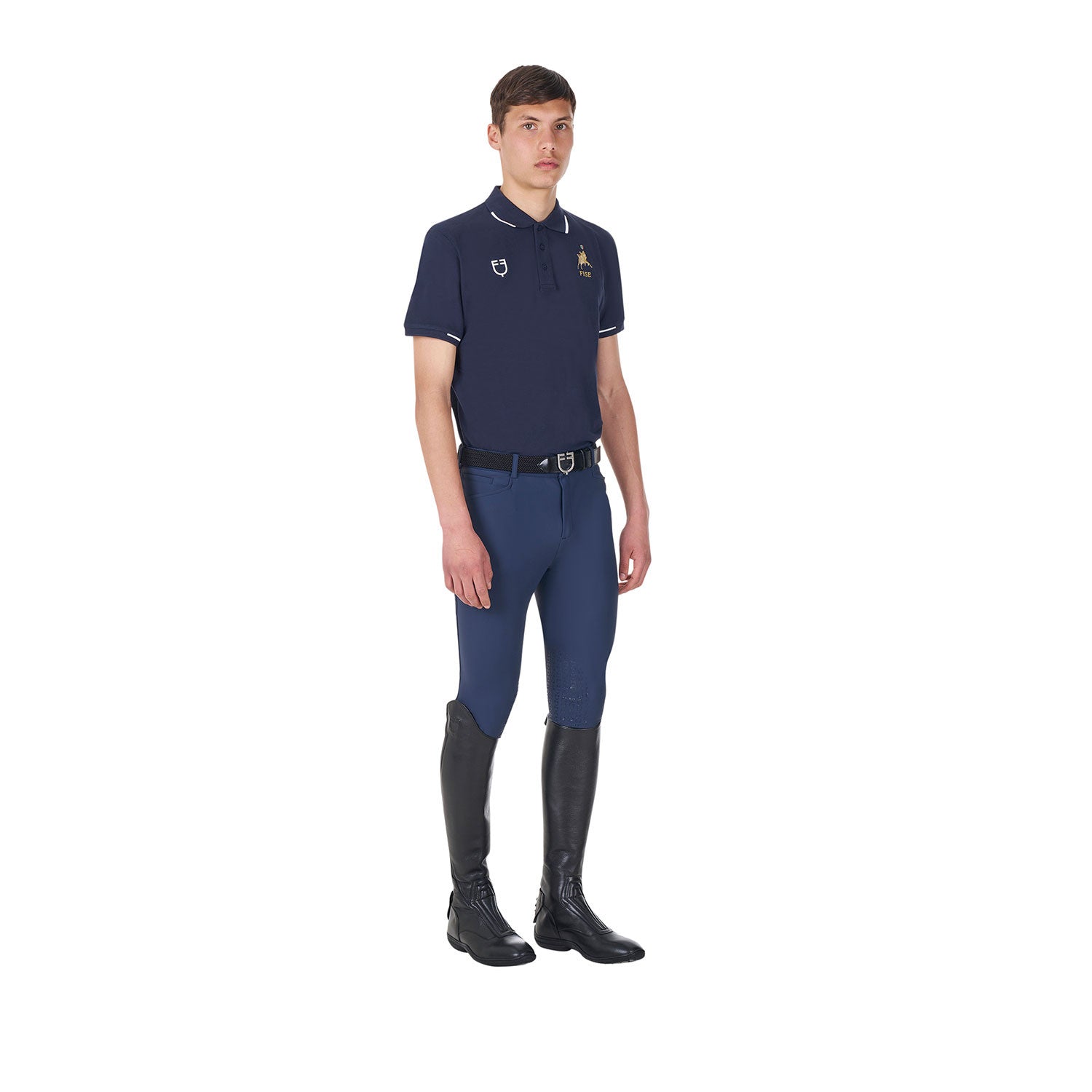 Men's three-button training polo shirt Equestro X FISE