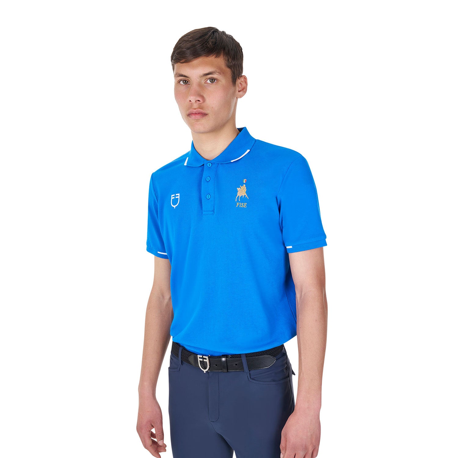 Men's three-button training polo shirt Equestro X FISE