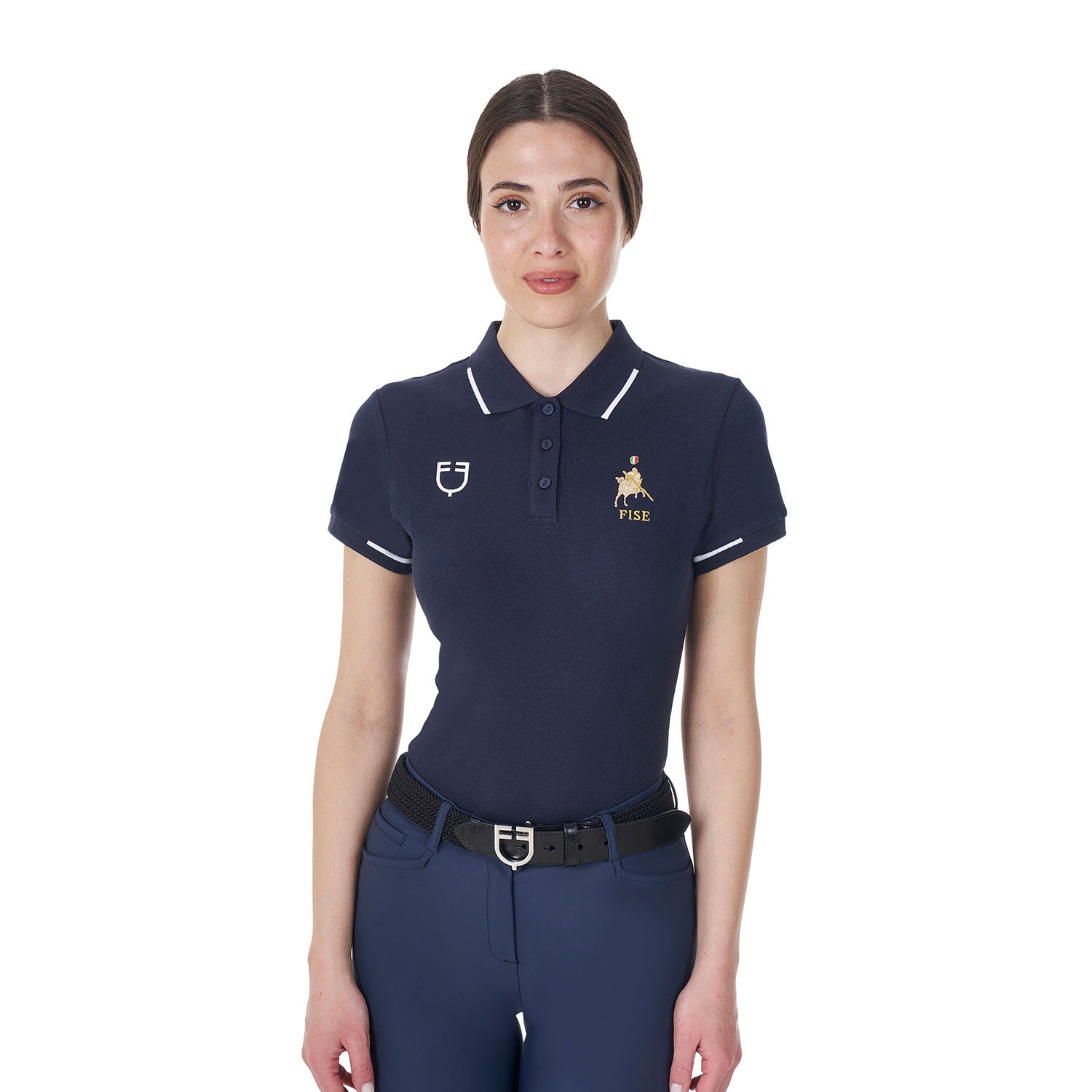 Equestro Women's three-button training polo shirt Equestro X FISE