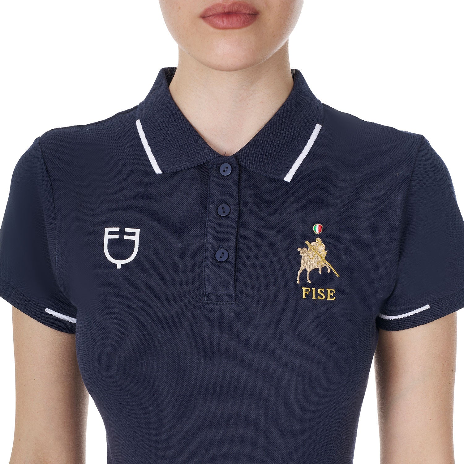 Women's three-button training polo shirt Equestro X FISE