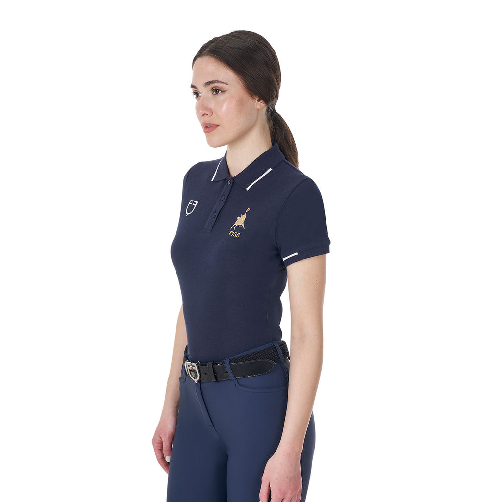 Women's three-button training polo shirt Equestro X FISE
