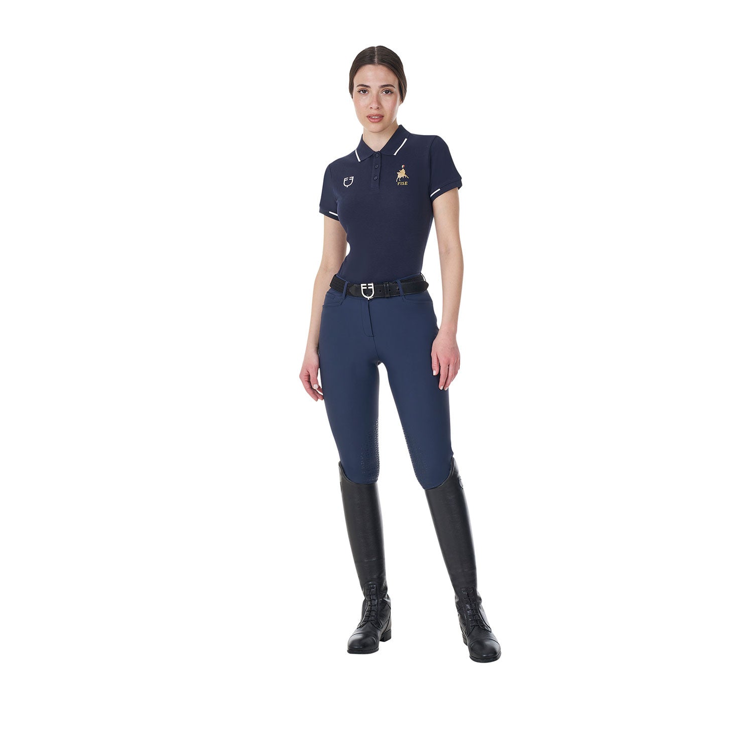 Women's three-button training polo shirt Equestro X FISE