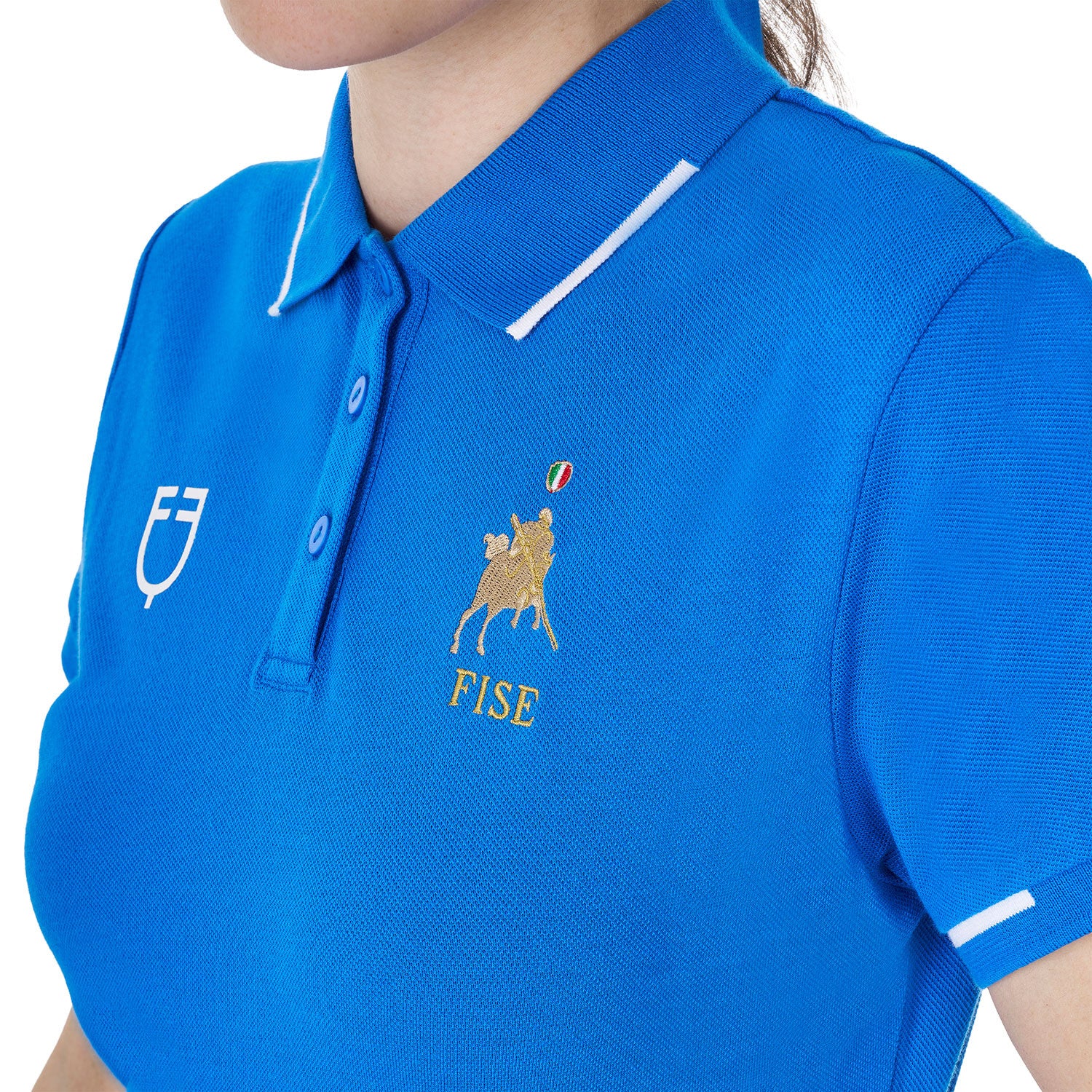 Women's three-button training polo shirt Equestro X FISE