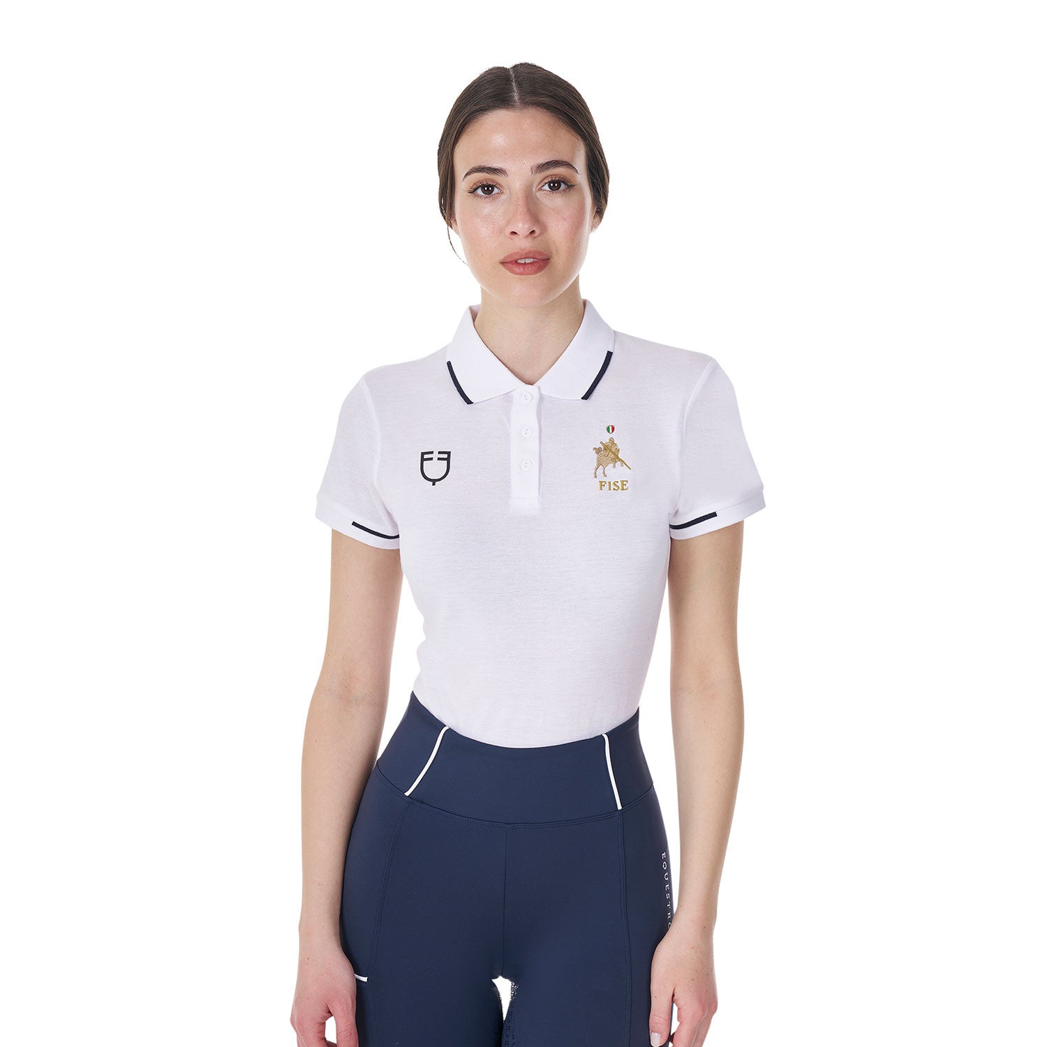 Equestro Women's three-button training polo shirt Equestro X FISE