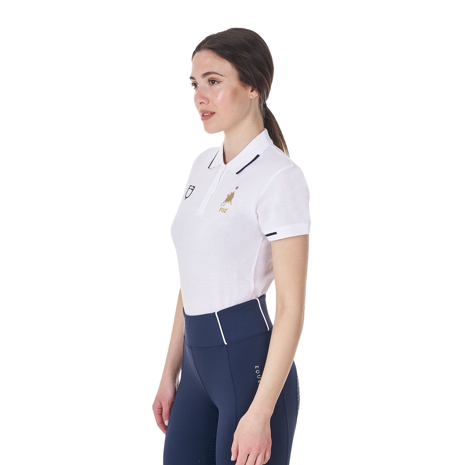 Women's three-button training polo shirt Equestro X FISE
