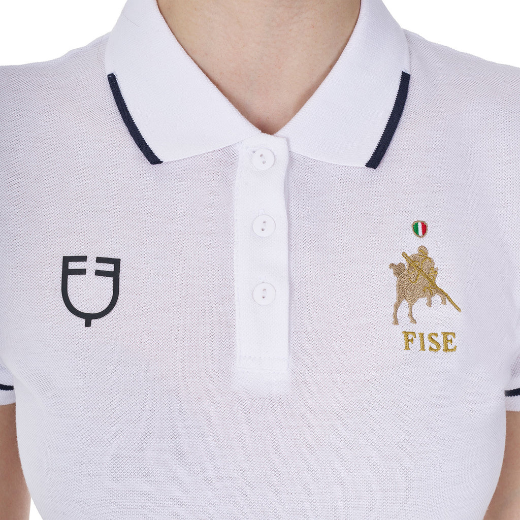 Women's three-button training polo shirt Equestro X FISE