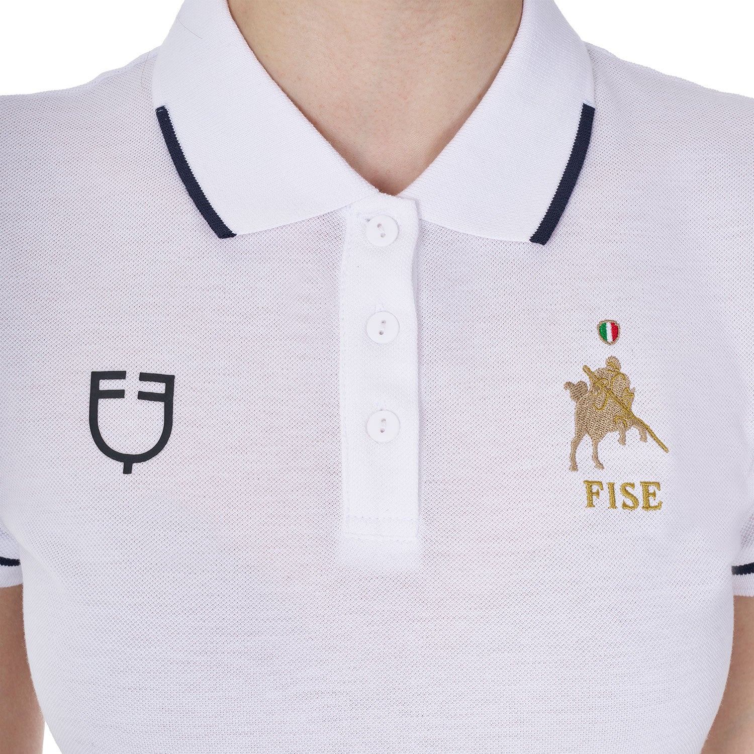Women's three-button training polo shirt Equestro X FISE