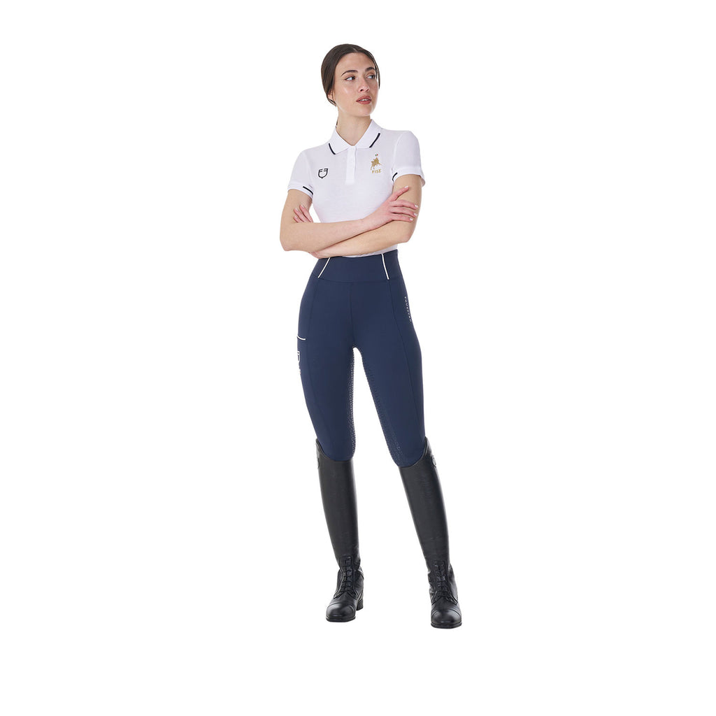 Women's three-button training polo shirt Equestro X FISE