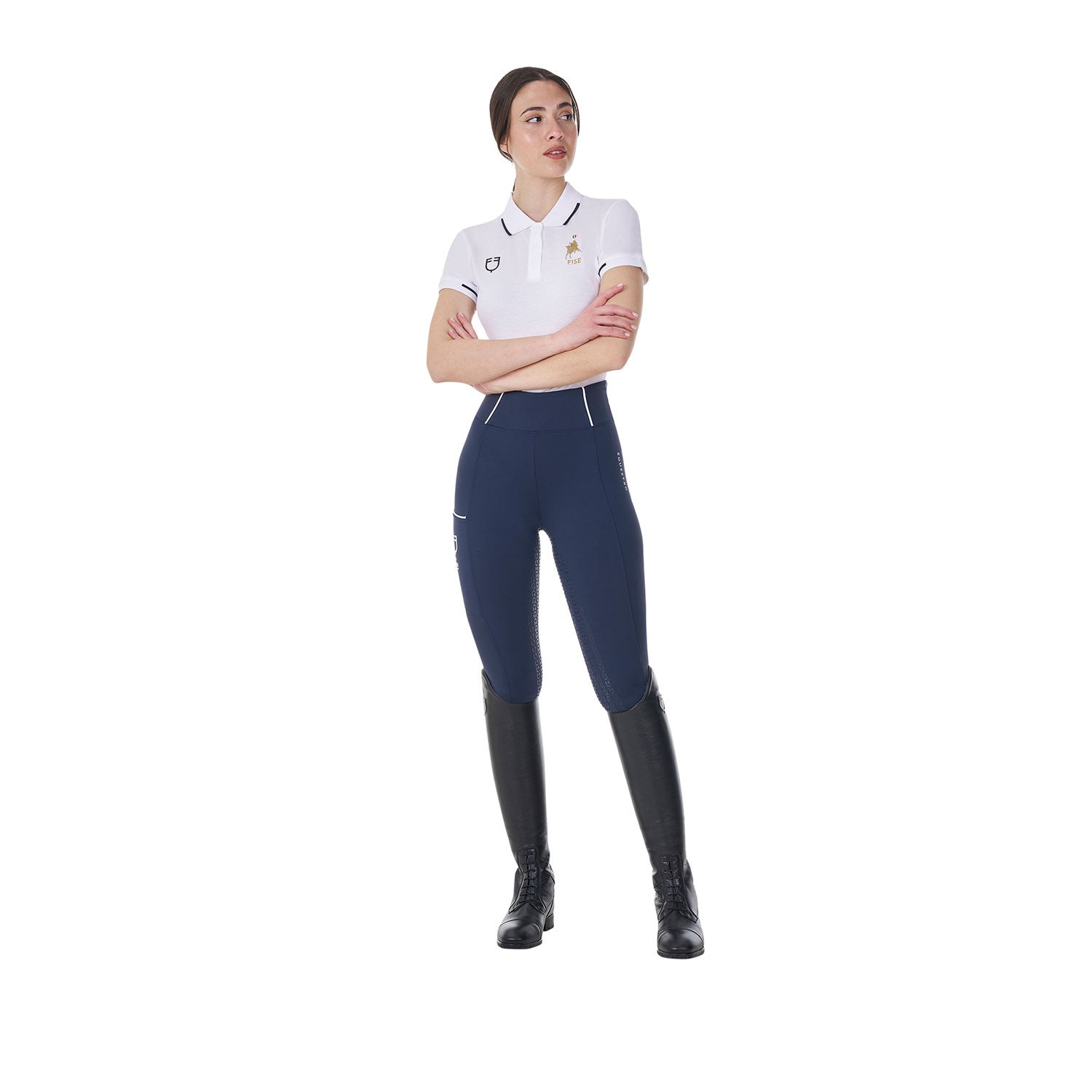 Women's three-button training polo shirt Equestro X FISE