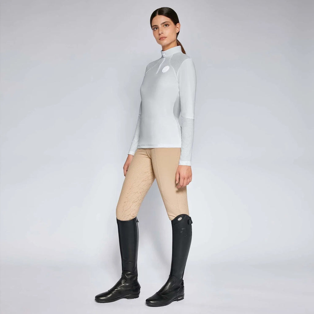 Cavalleria Toscana Perforated Jersey Training Polo - Pale Grey - Large