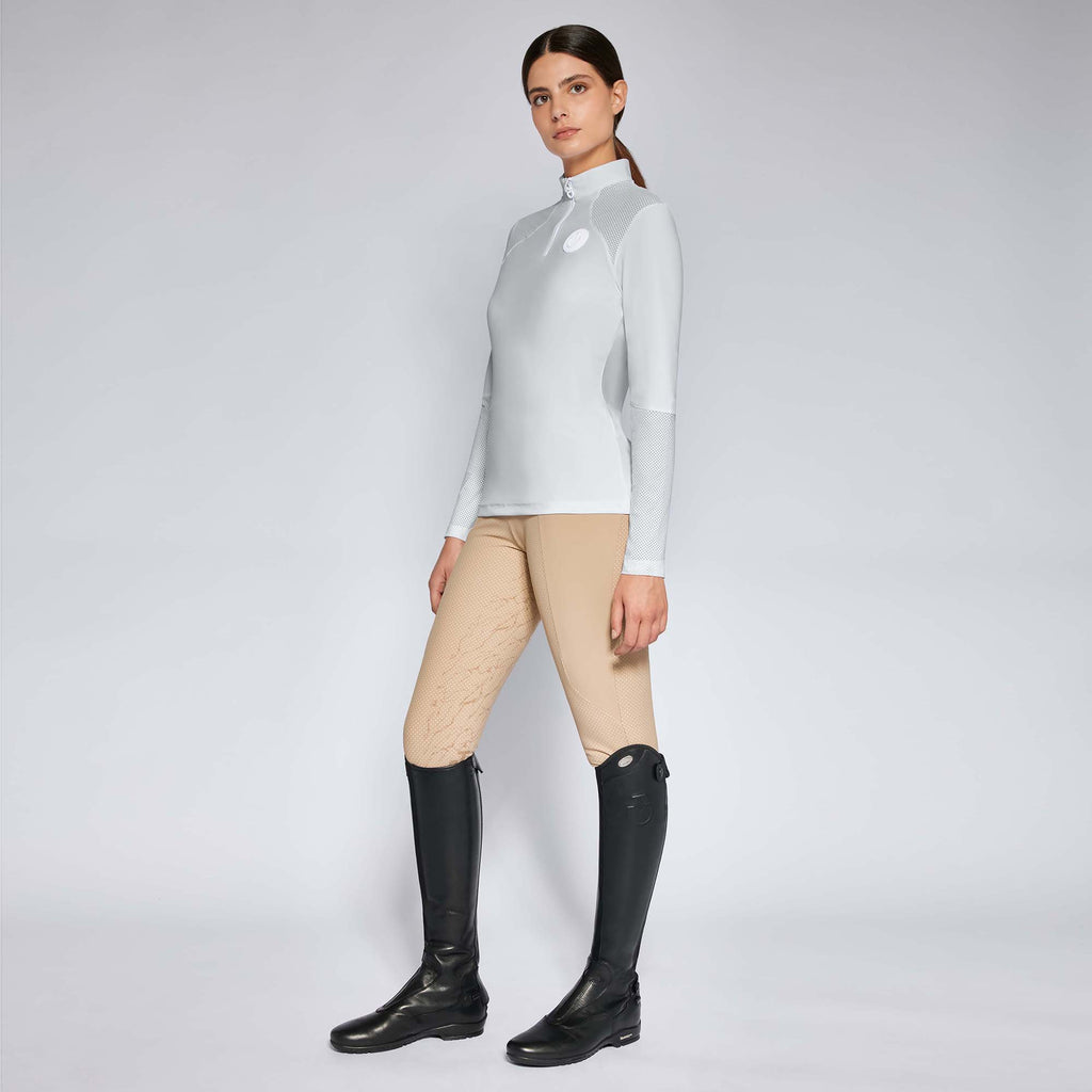 Cavalleria Toscana Perforated Jersey Training Polo - Pale Grey - Large