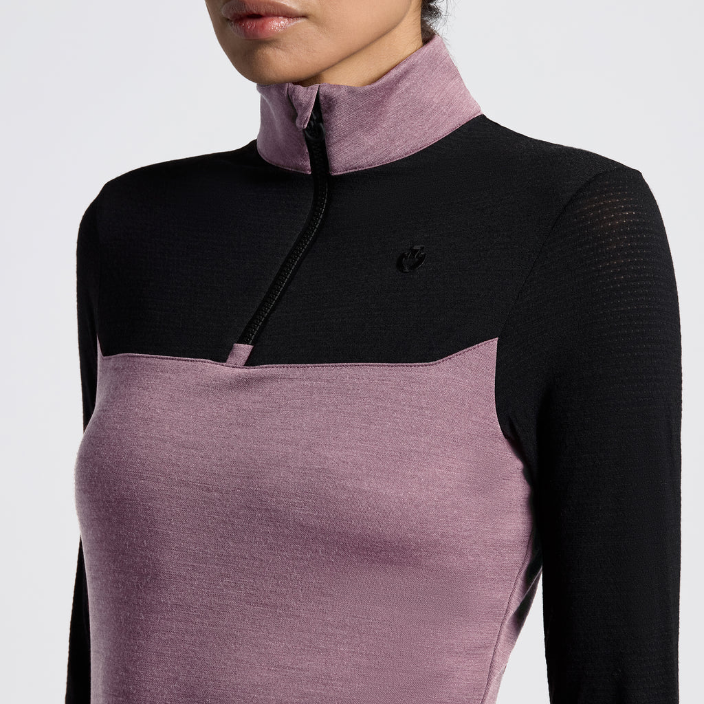 CT AW25 Tech Wool Half Zip Polo - Grape Shake/Black