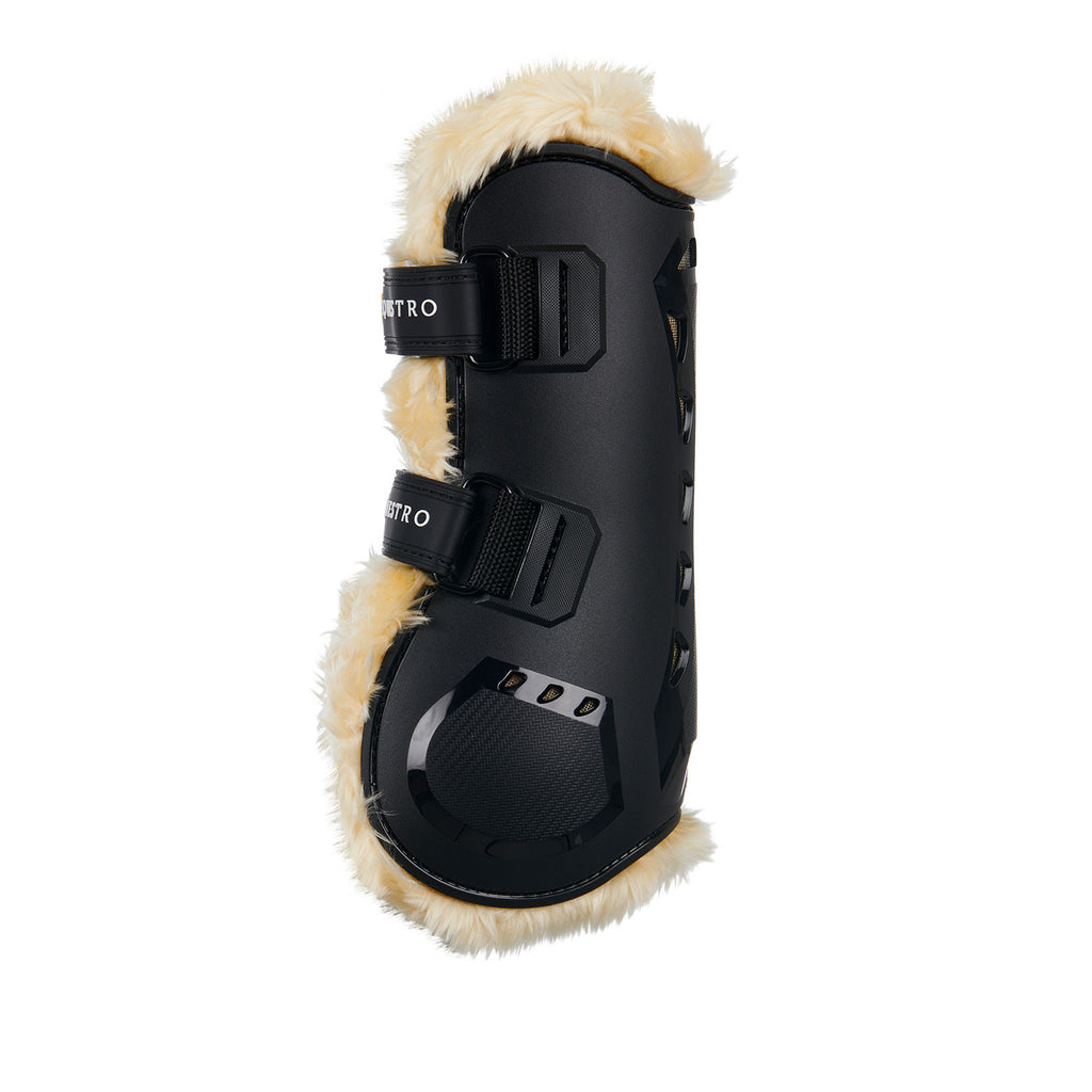 Tendon boots in polyurethane with synthetic lambskin
