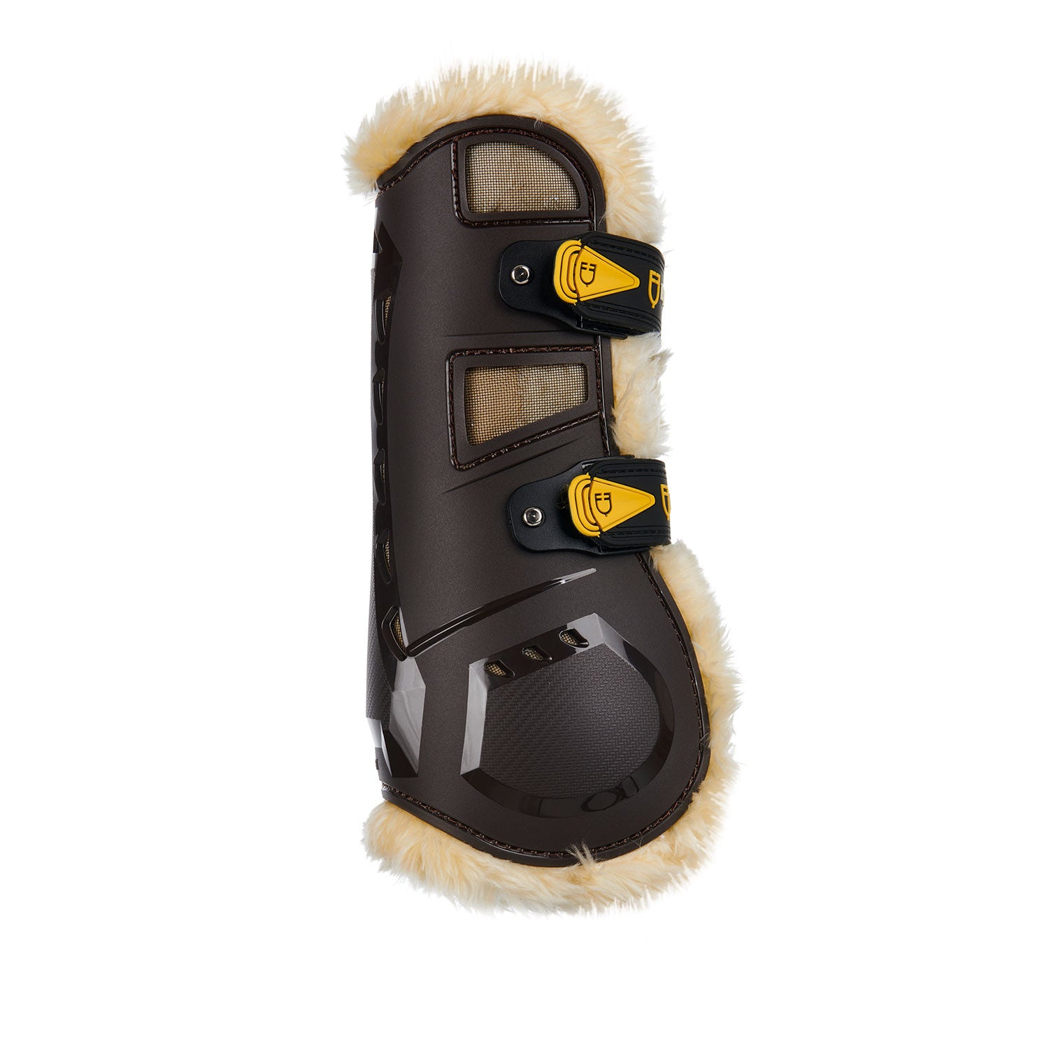 Tendon boots in polyurethane with synthetic lambskin