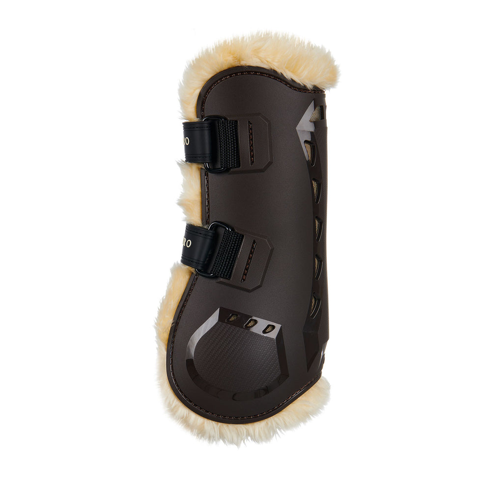 Tendon boots in polyurethane with synthetic lambskin