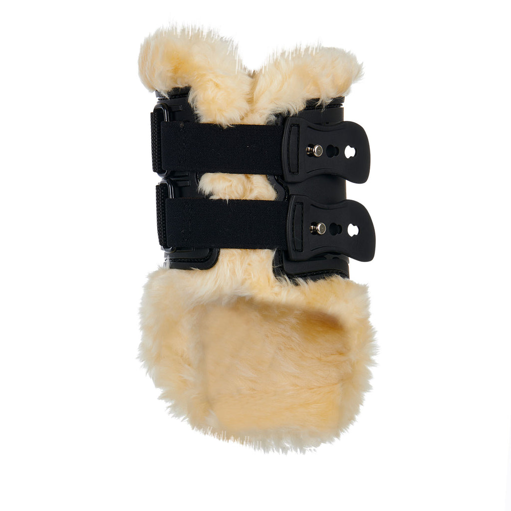 Fetlock boots in polyurethane with synthetic lambskin
