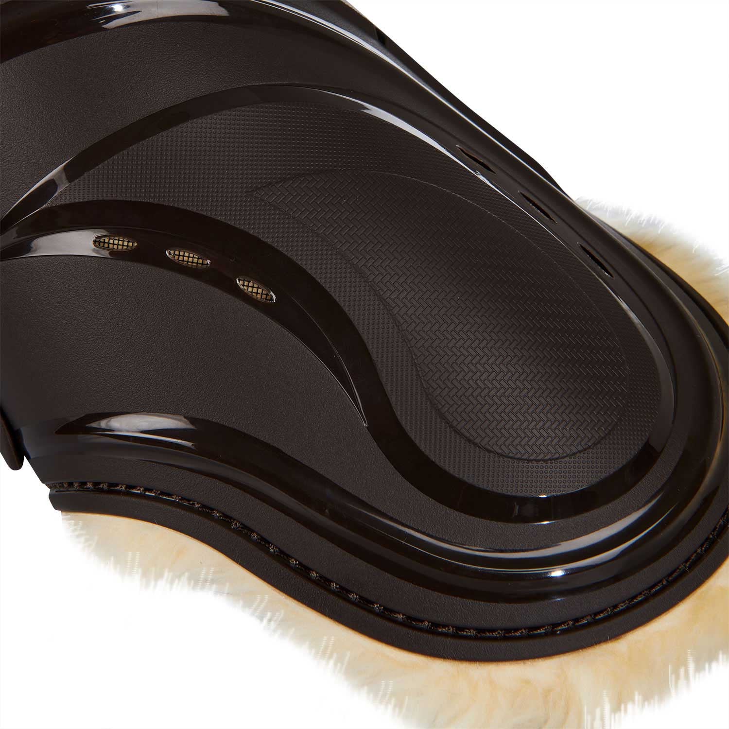 Fetlock boots in polyurethane with synthetic lambskin