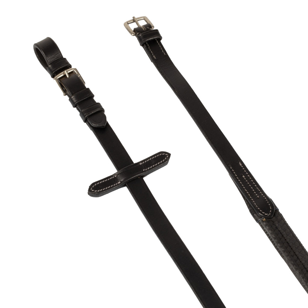 LEATHER AND RUBBER REINS SILVER FITTING (1.6CM)