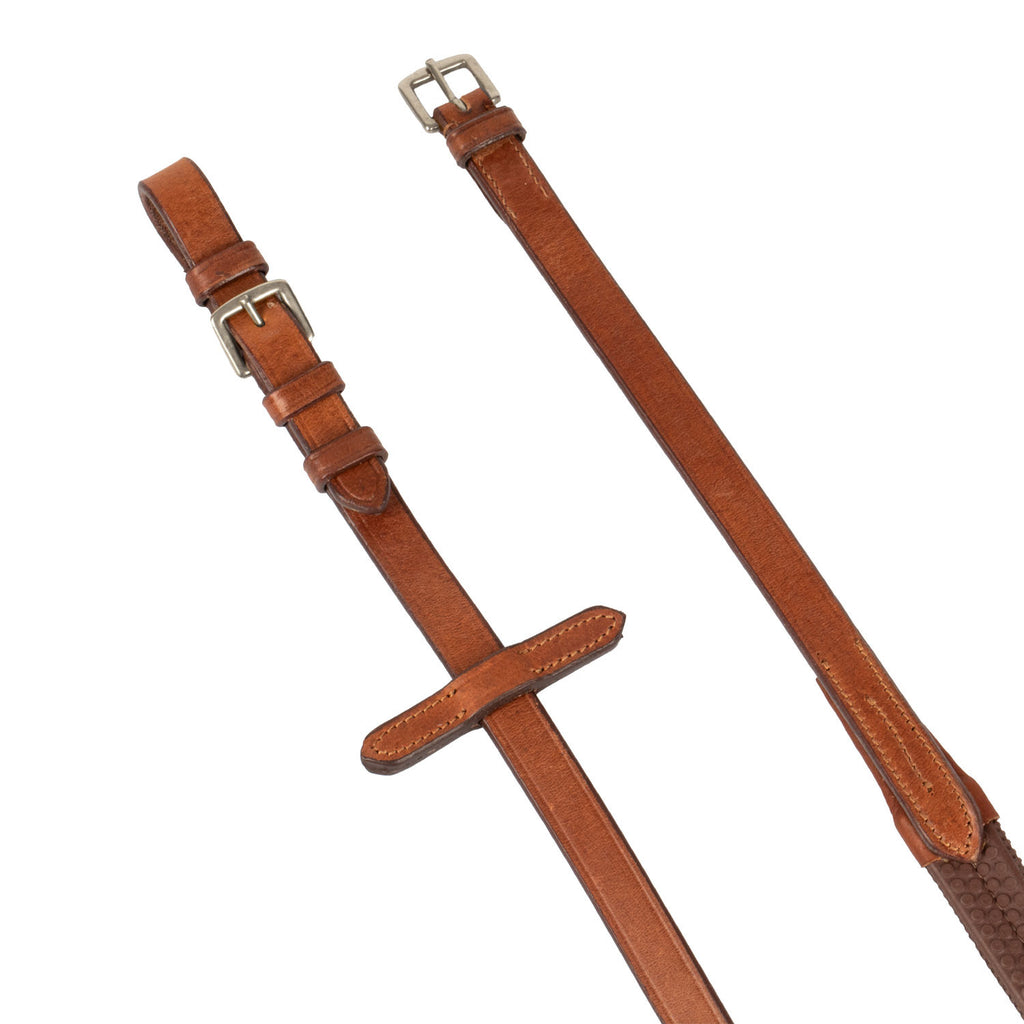 LEATHER AND RUBBER REINS SILVER FITTING (1.6CM)