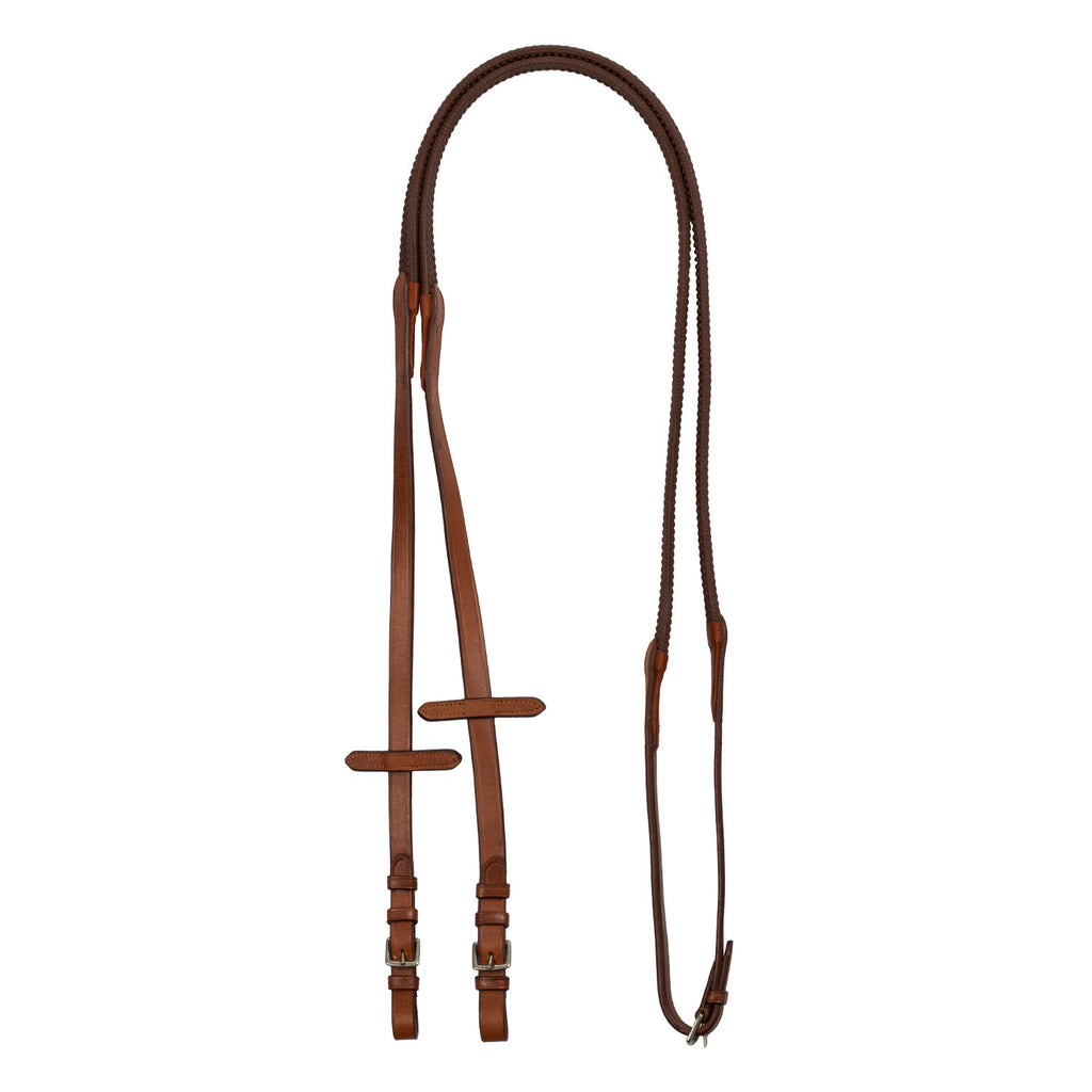 LEATHER AND RUBBER REINS SILVER FITTING (1.6CM)