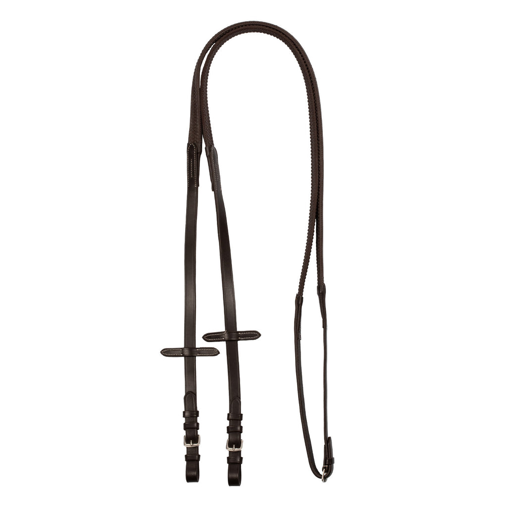 LEATHER AND RUBBER REINS SILVER FITTING (1.6CM)