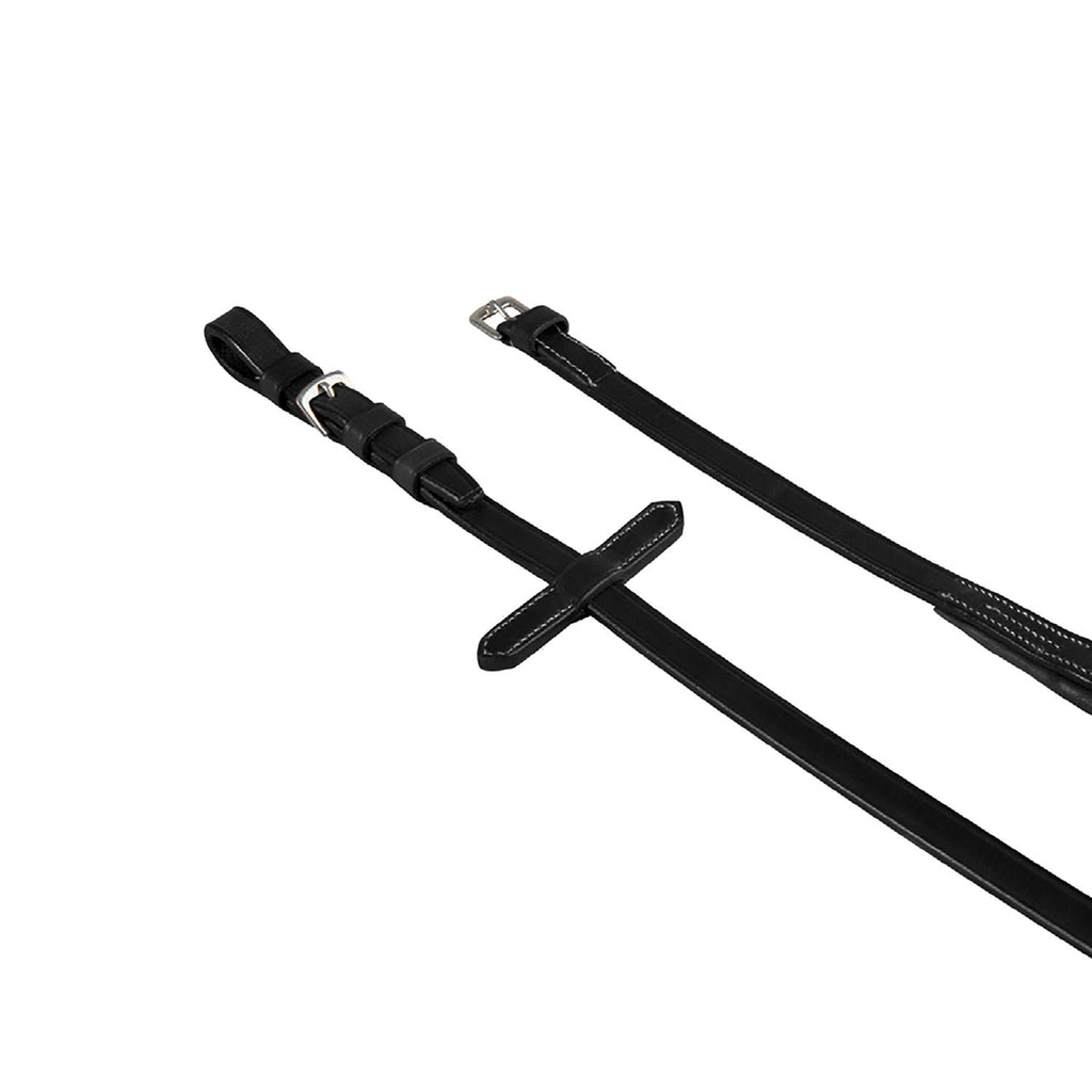 Leather and rubber reins with stainless steel buckles