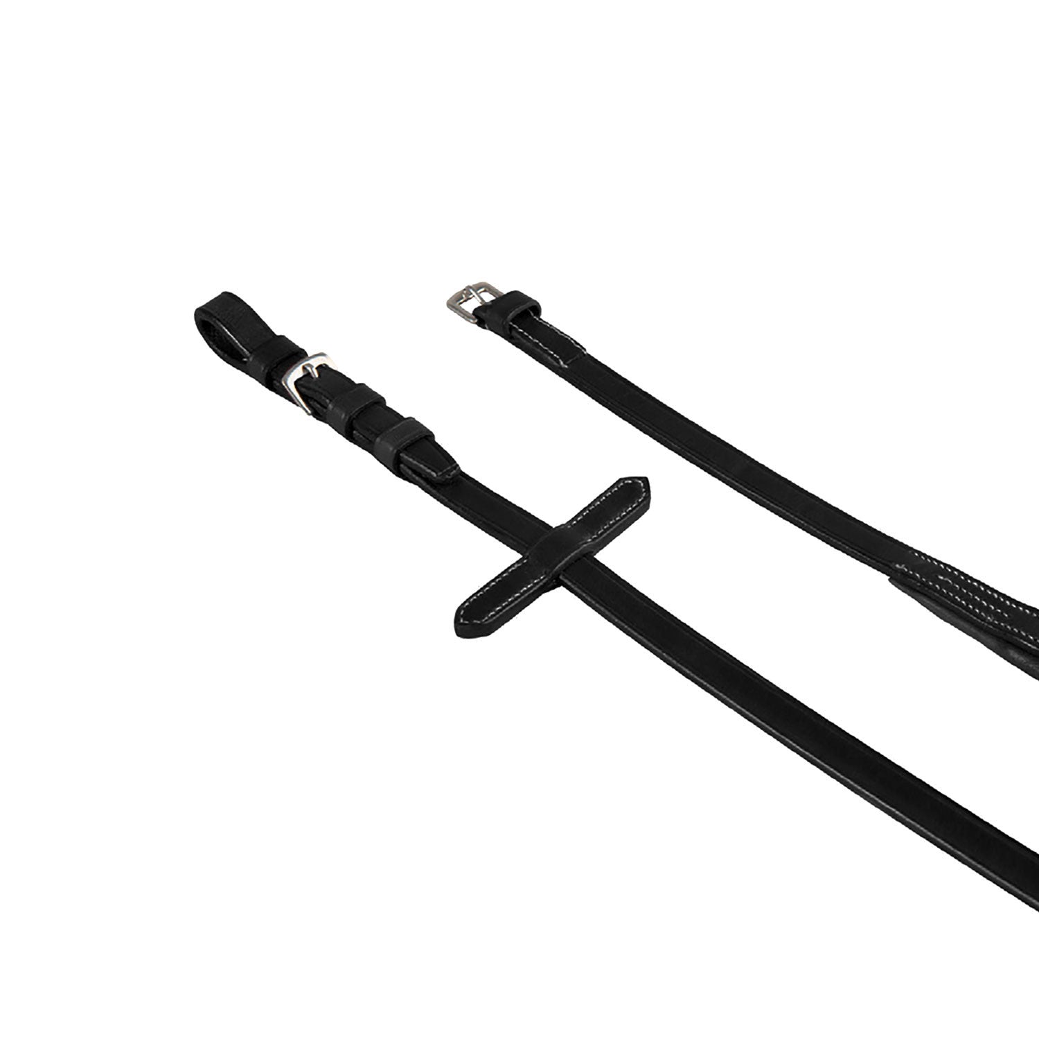 Leather and rubber reins with stainless steel buckles