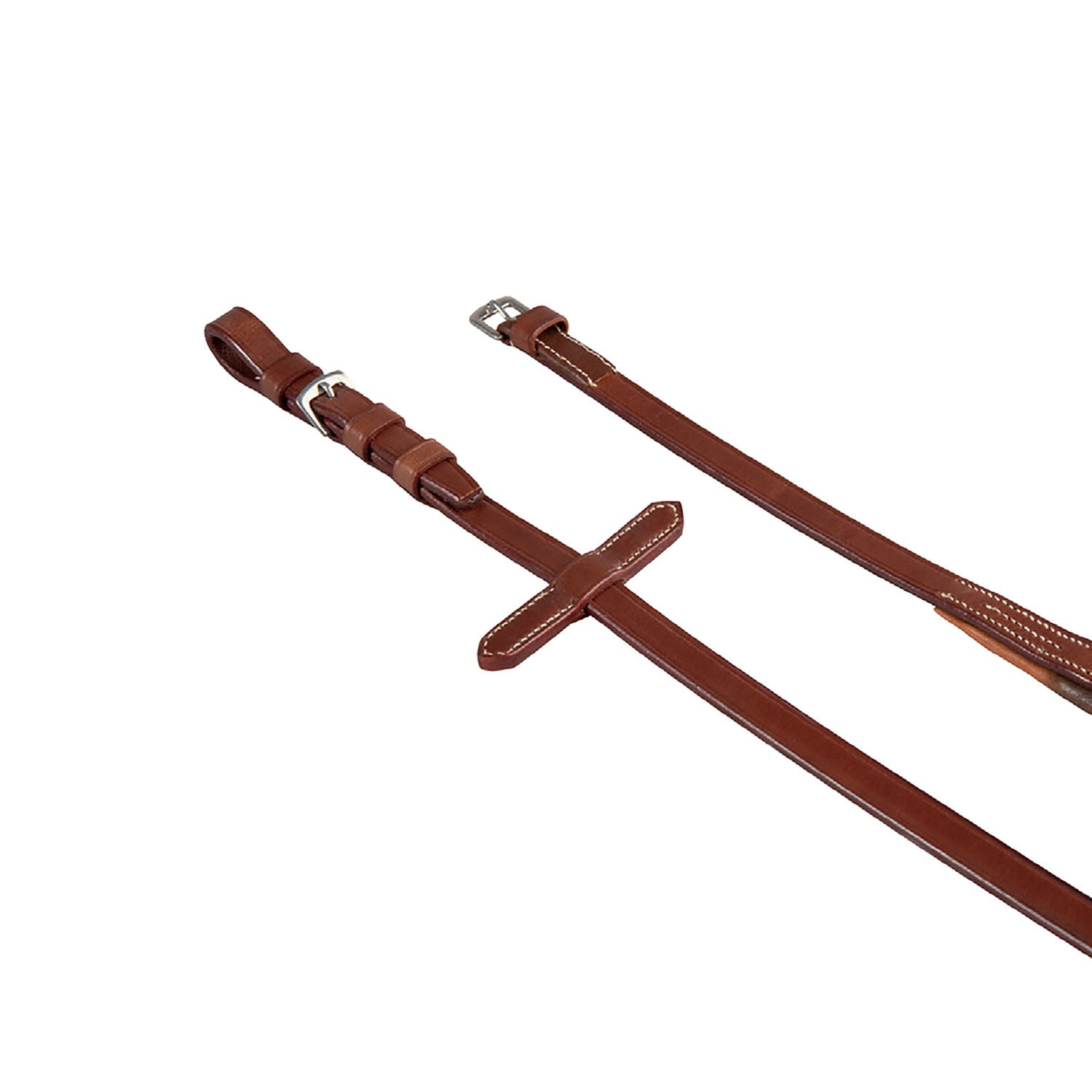 Leather and rubber reins with stainless steel buckles