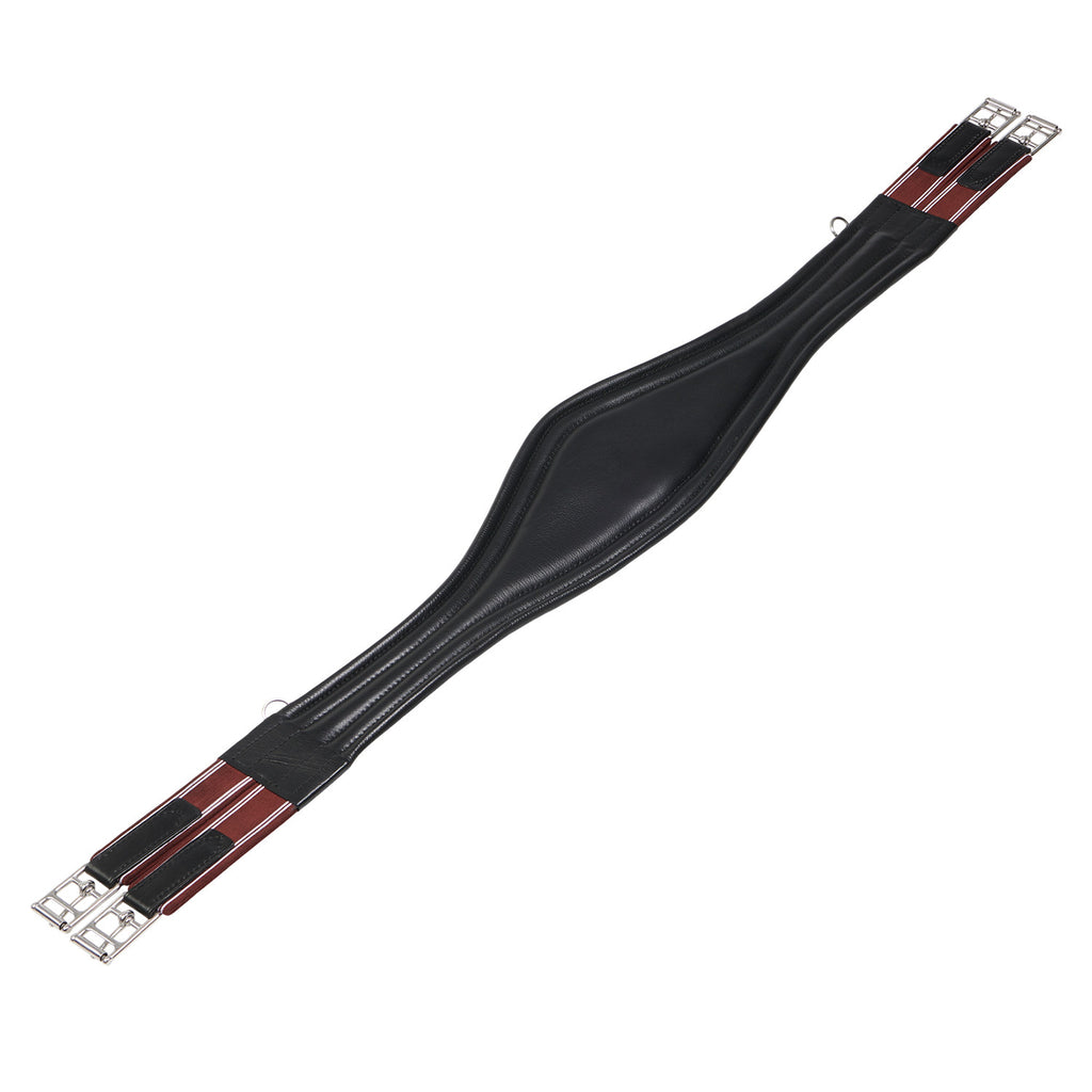 Leather jumping girth with elastic bands