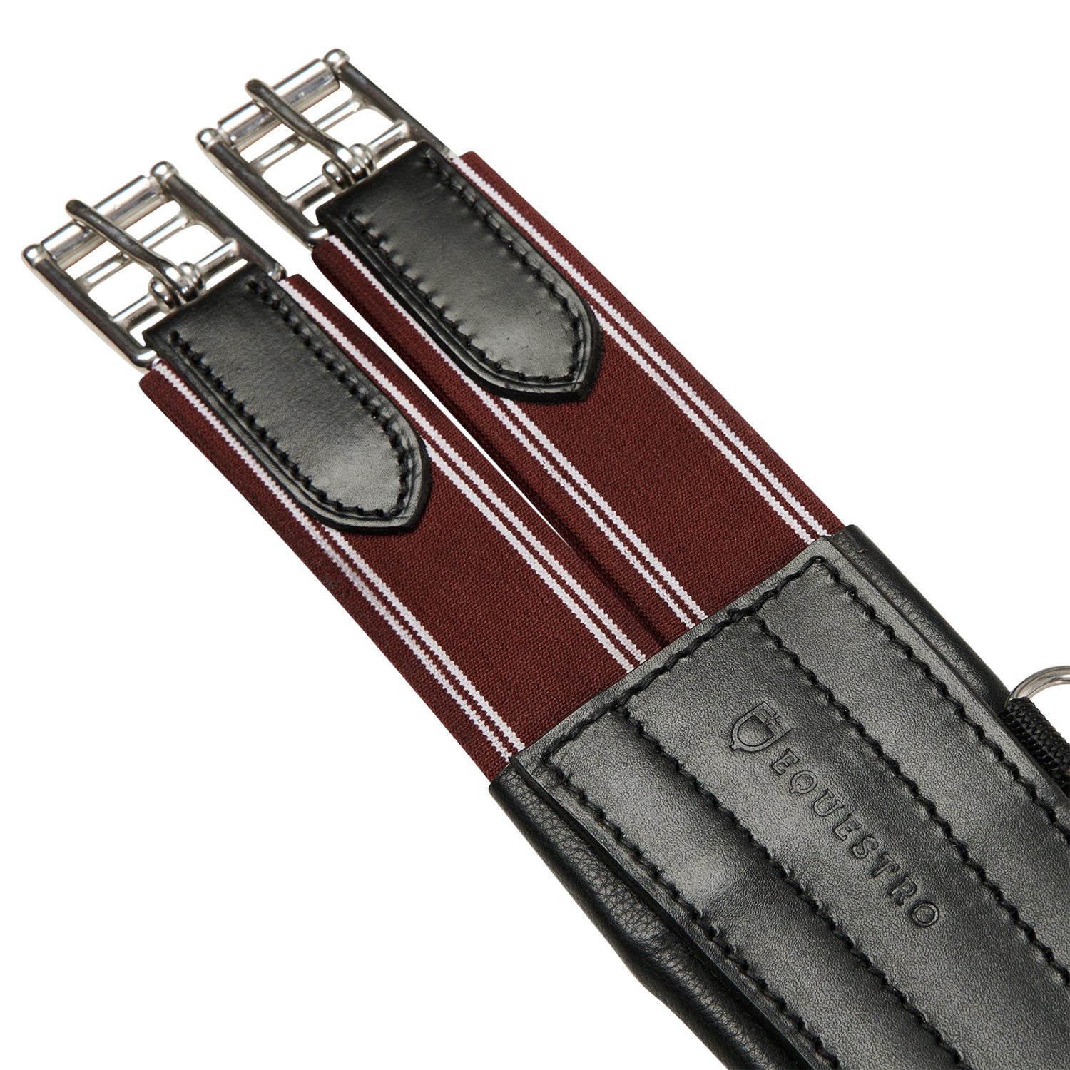 Leather jumping girth with elastic bands