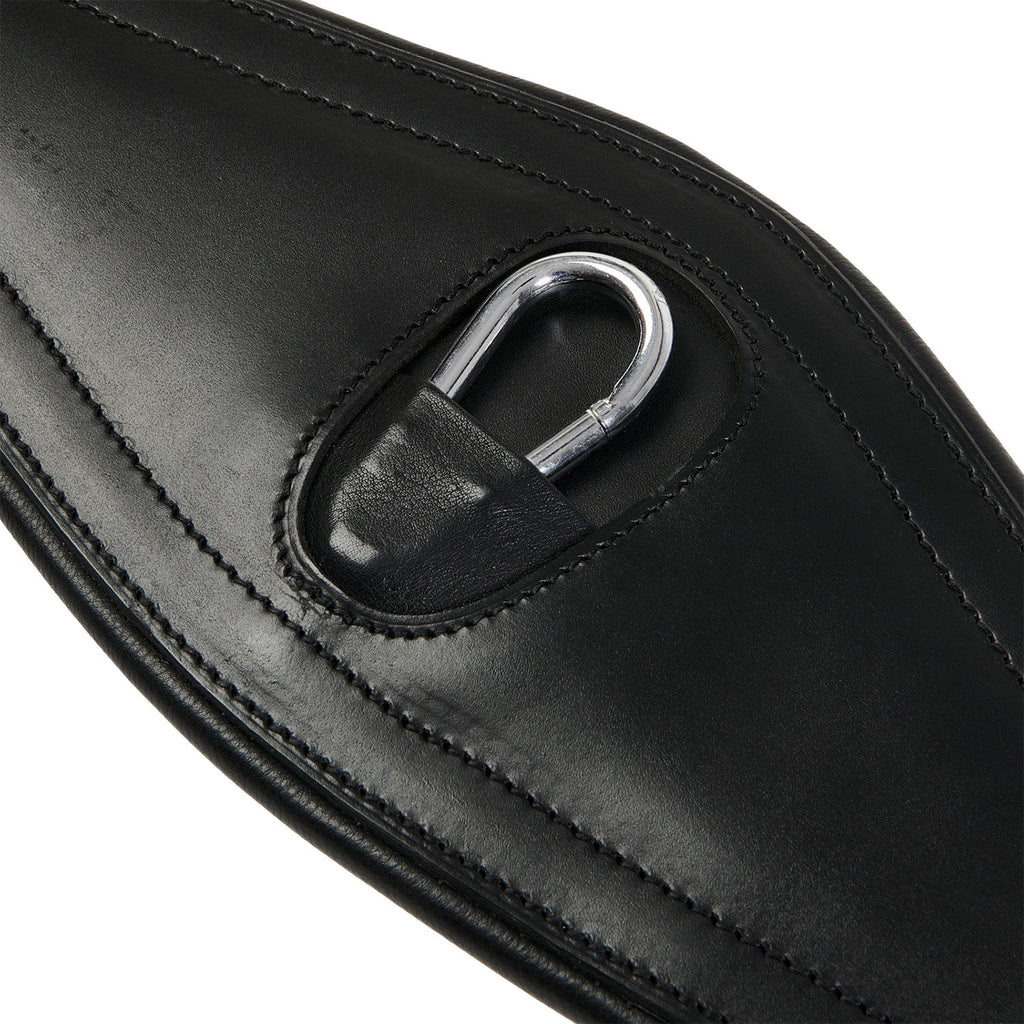 Leather jumping girth with elastic bands