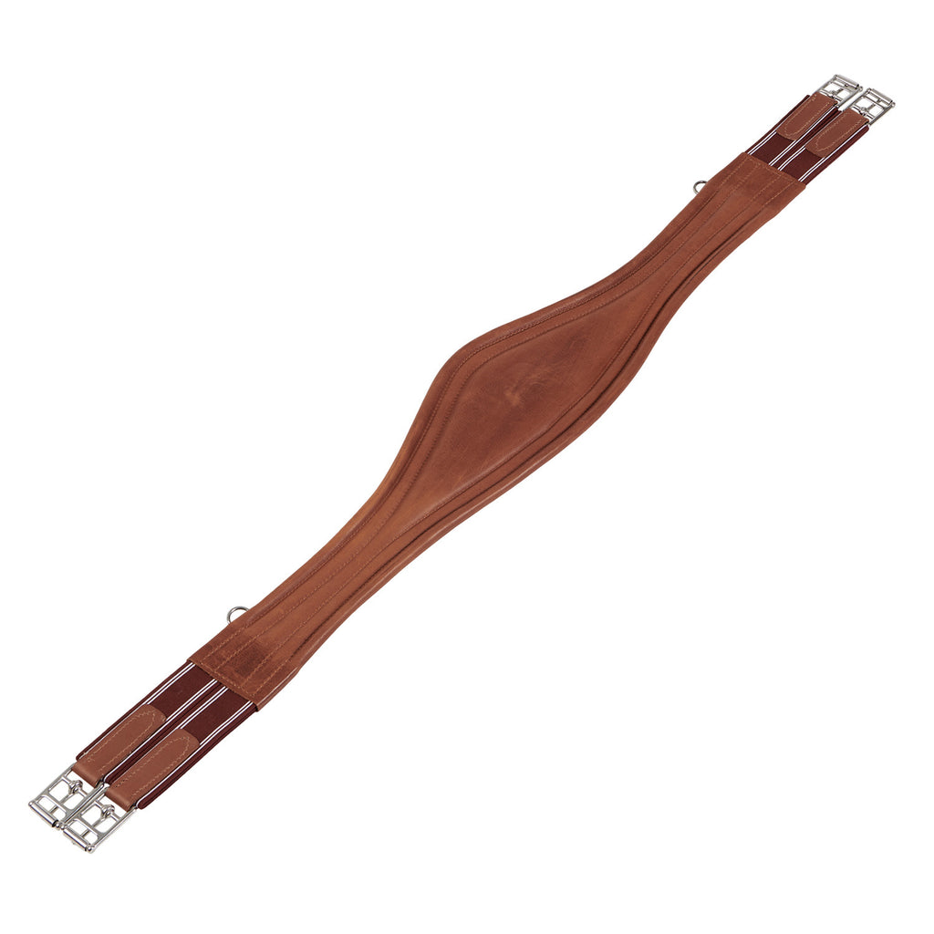 Leather jumping girth with elastic bands