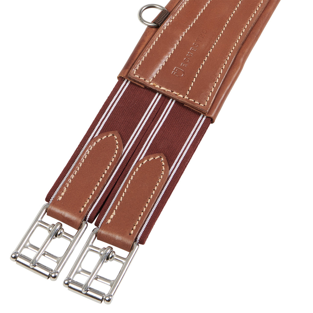 Leather jumping girth with elastic bands