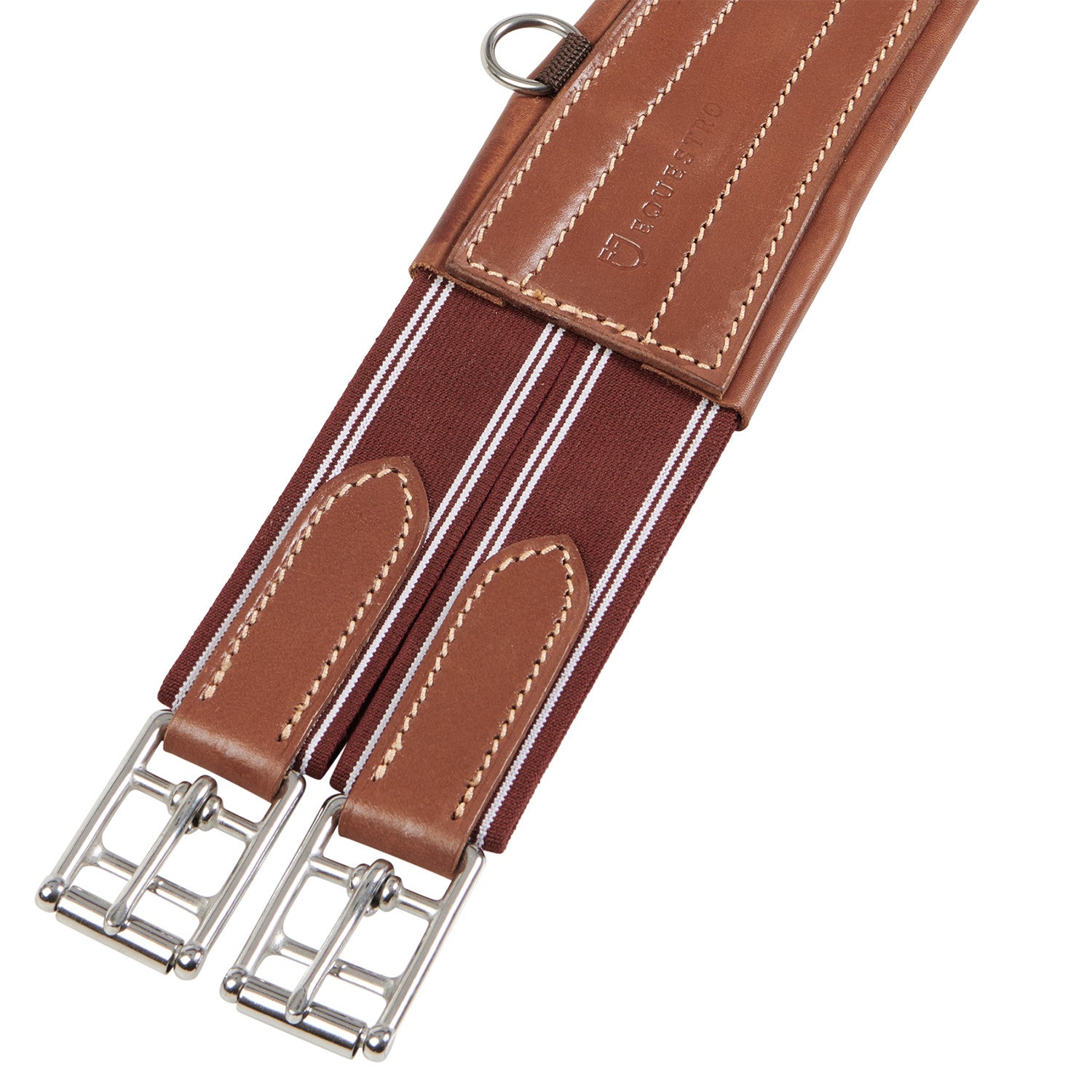 Leather jumping girth with elastic bands