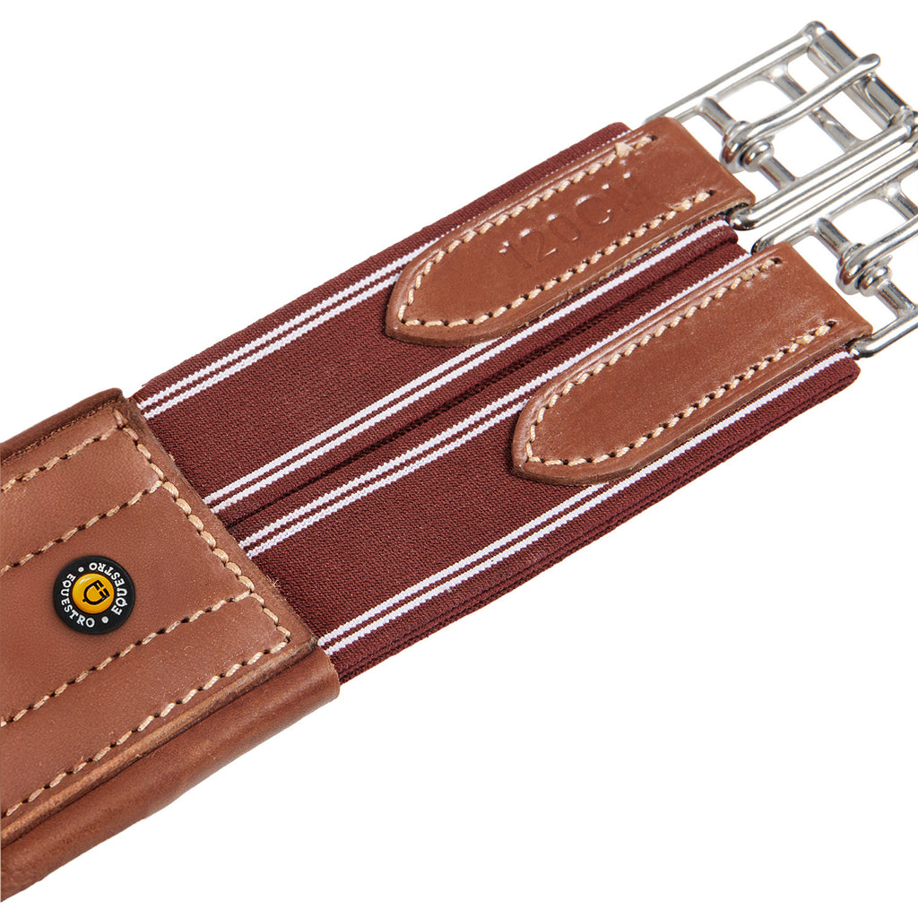 Leather jumping girth with elastic bands