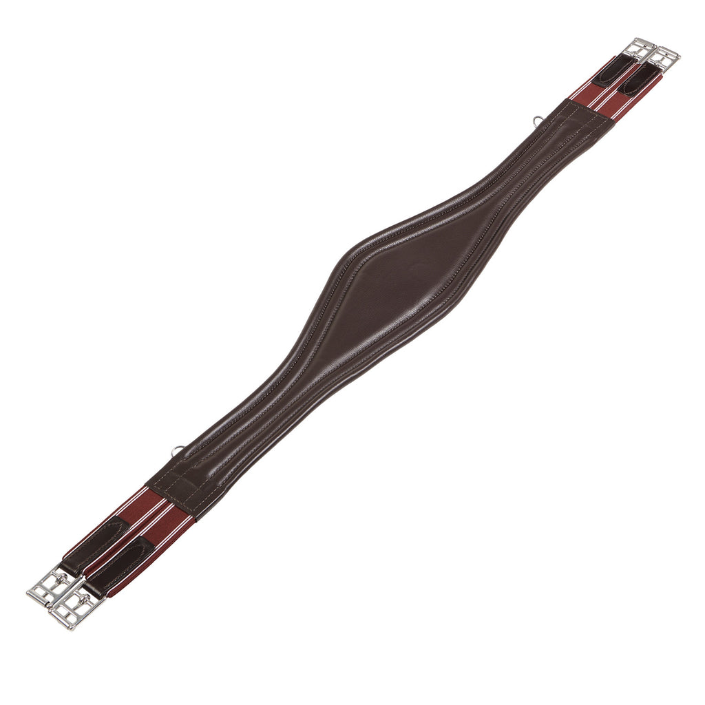 Leather jumping girth with elastic bands