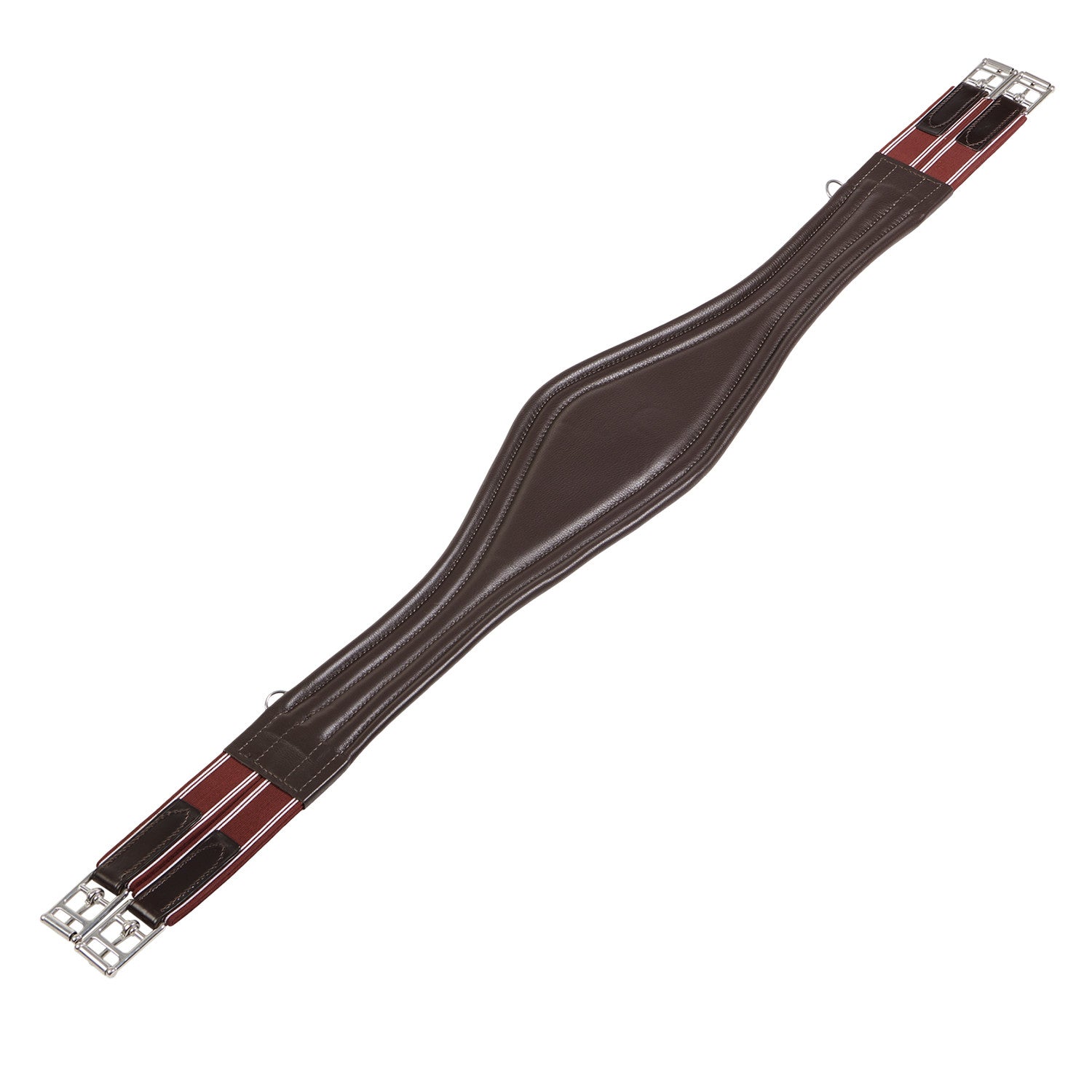 Leather jumping girth with elastic bands