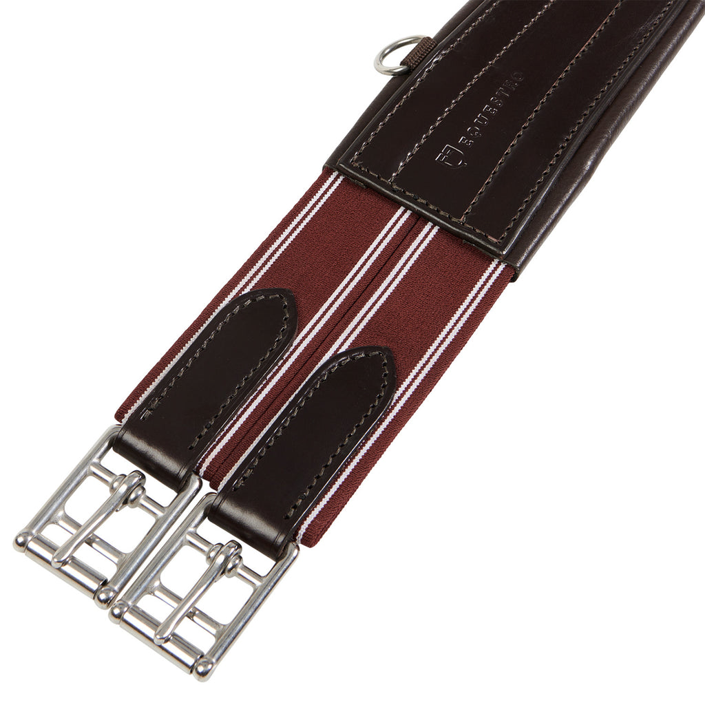 Leather jumping girth with elastic bands