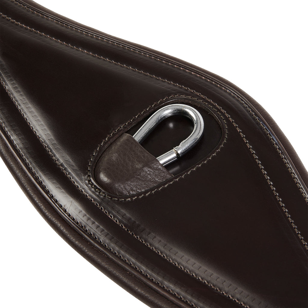 Leather jumping girth with elastic bands