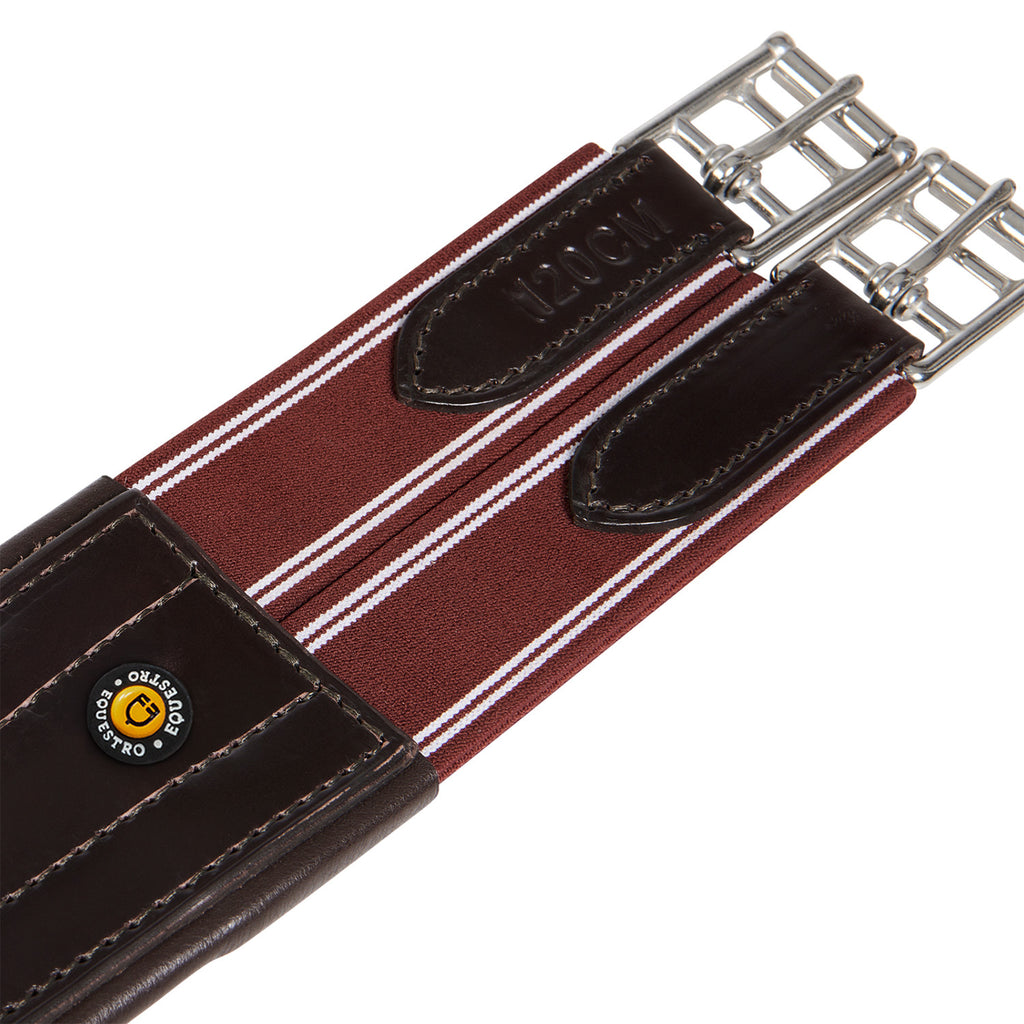 Leather jumping girth with elastic bands