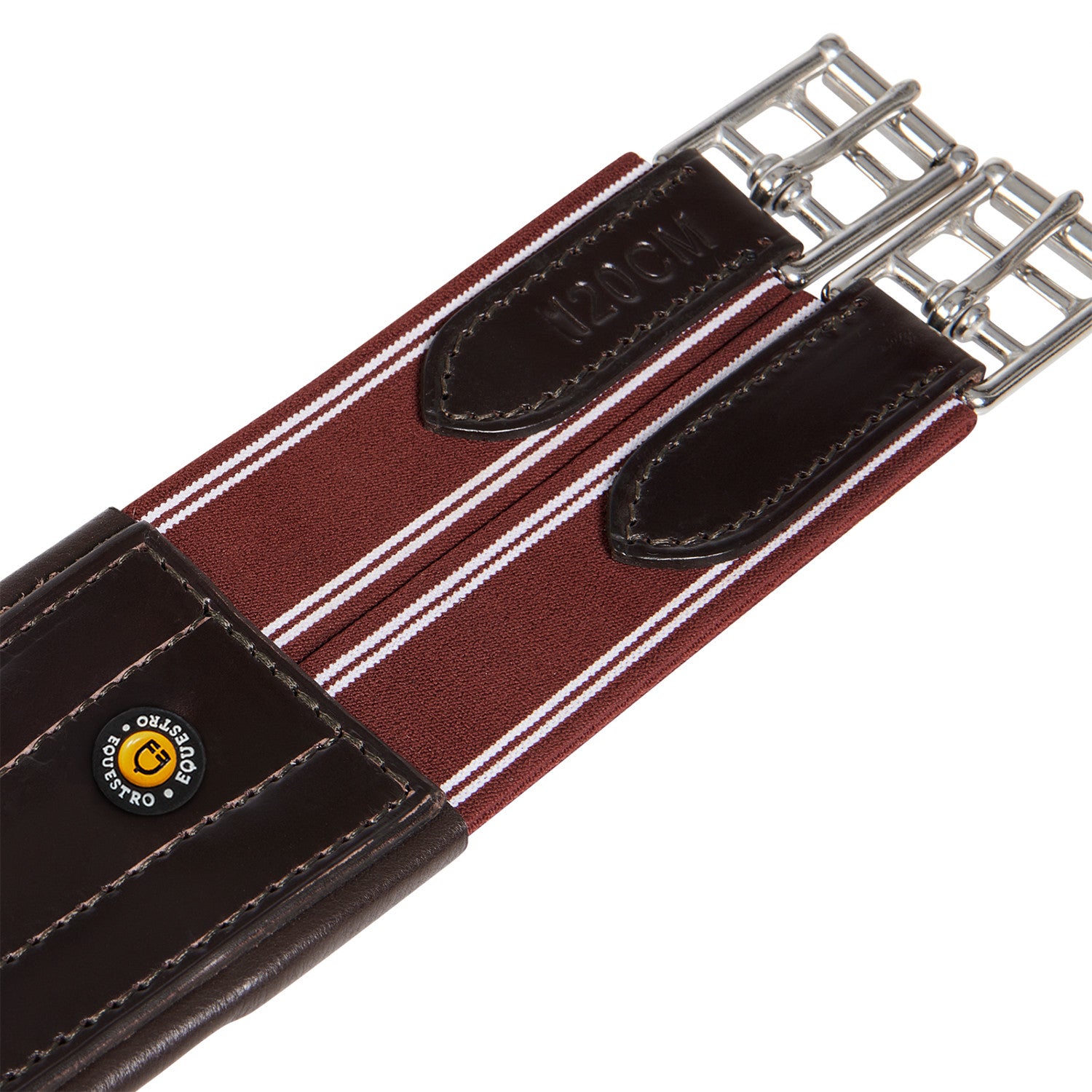 Leather jumping girth with elastic bands