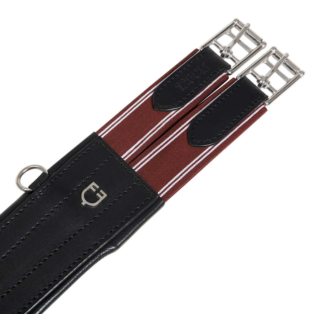 Leather jumping girth with elastic bands