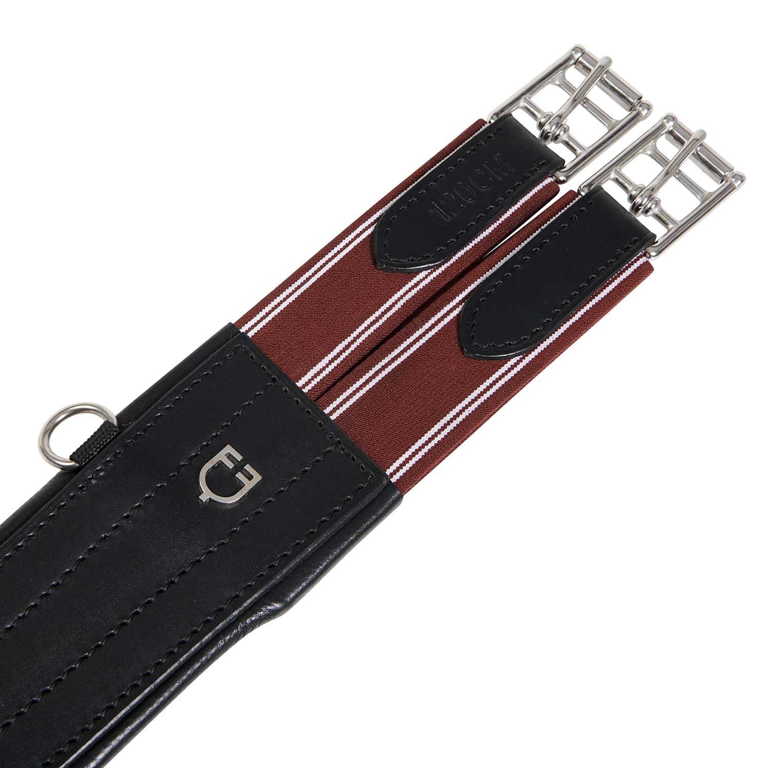 Leather jumping girth with elastic bands